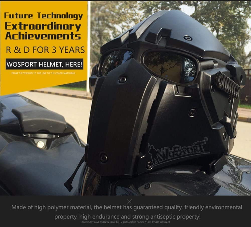 Tactical Airsoft Helmet Full Face Protection - Military Grade Terminator Style Helmet with Mask & 5 Pairs of Goggles for Airsoft, Paintball, Hunting & Outdoor Combat Training