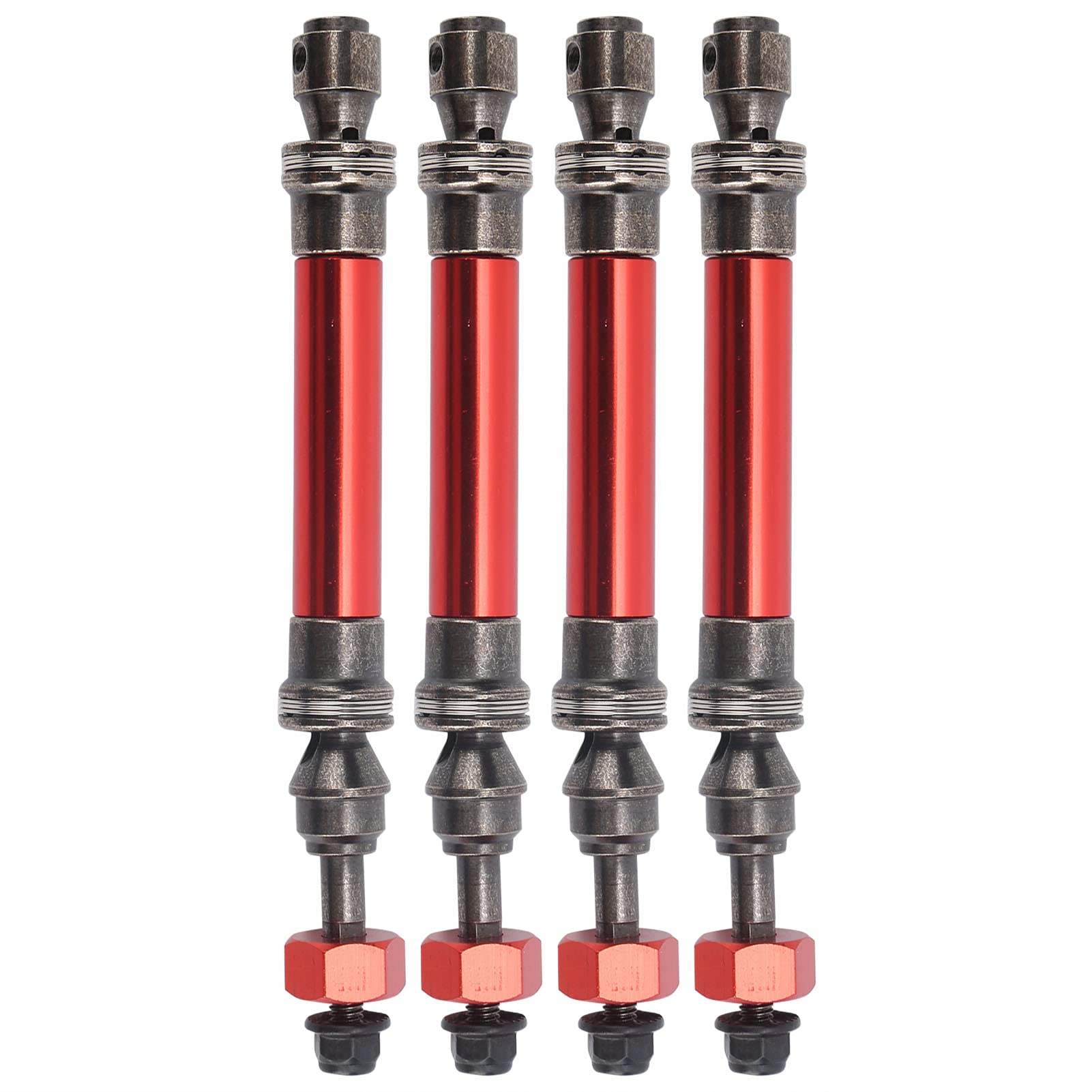 4Pcs Metal Front Rear CVD Drive Shaft Axle for Traxxas Slash 4X4 1/10 RC Car - Durable Red RC Model Car Parts for Off-Road Racing & Bashing