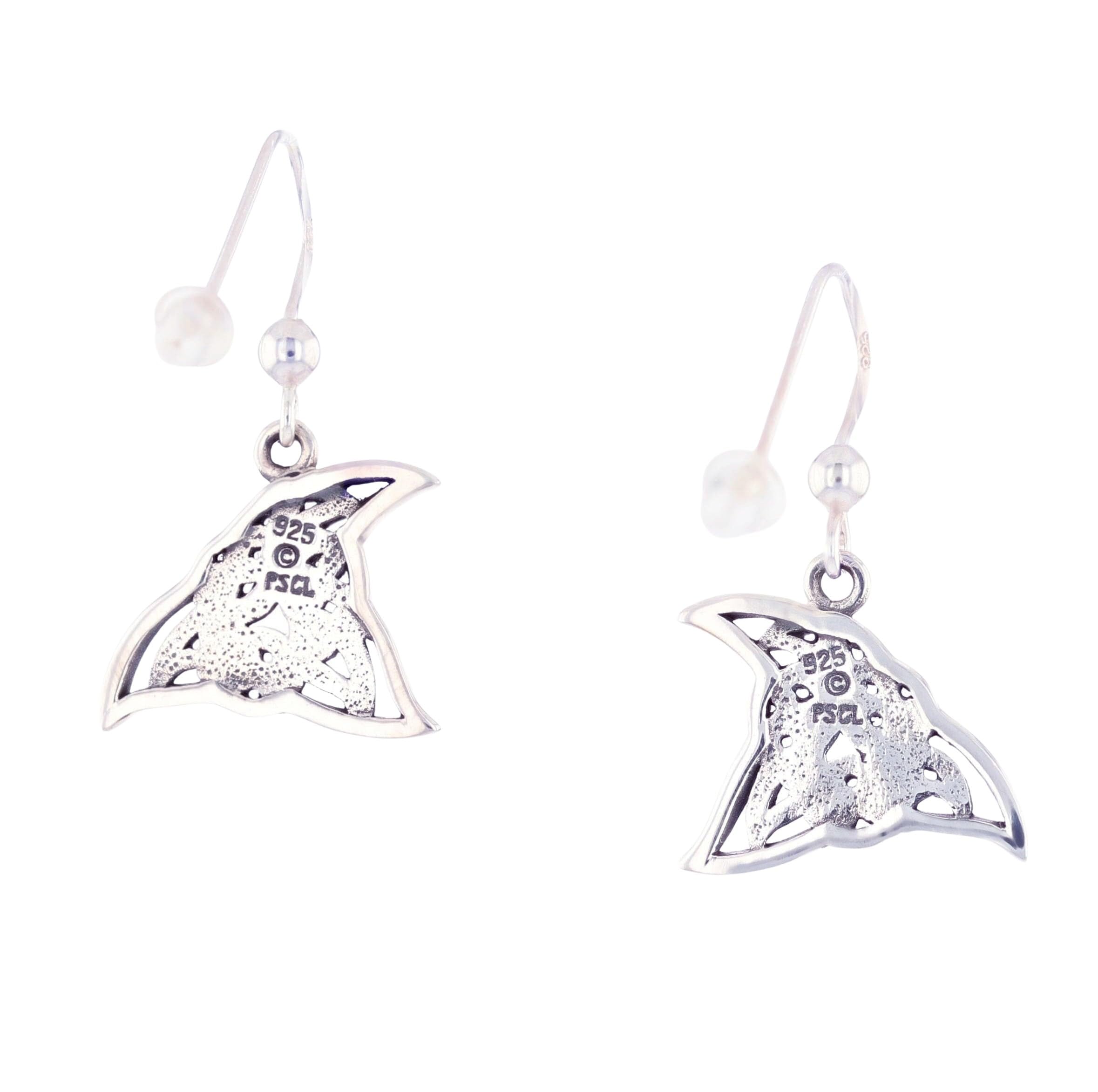 Shark Fin Celtic Knot Sterling Silver Dangle Earrings for Women | 925 Silver Jewelry | Unique Handmade Irish Design | Perfect for Parties, Weddings & Everyday Wear