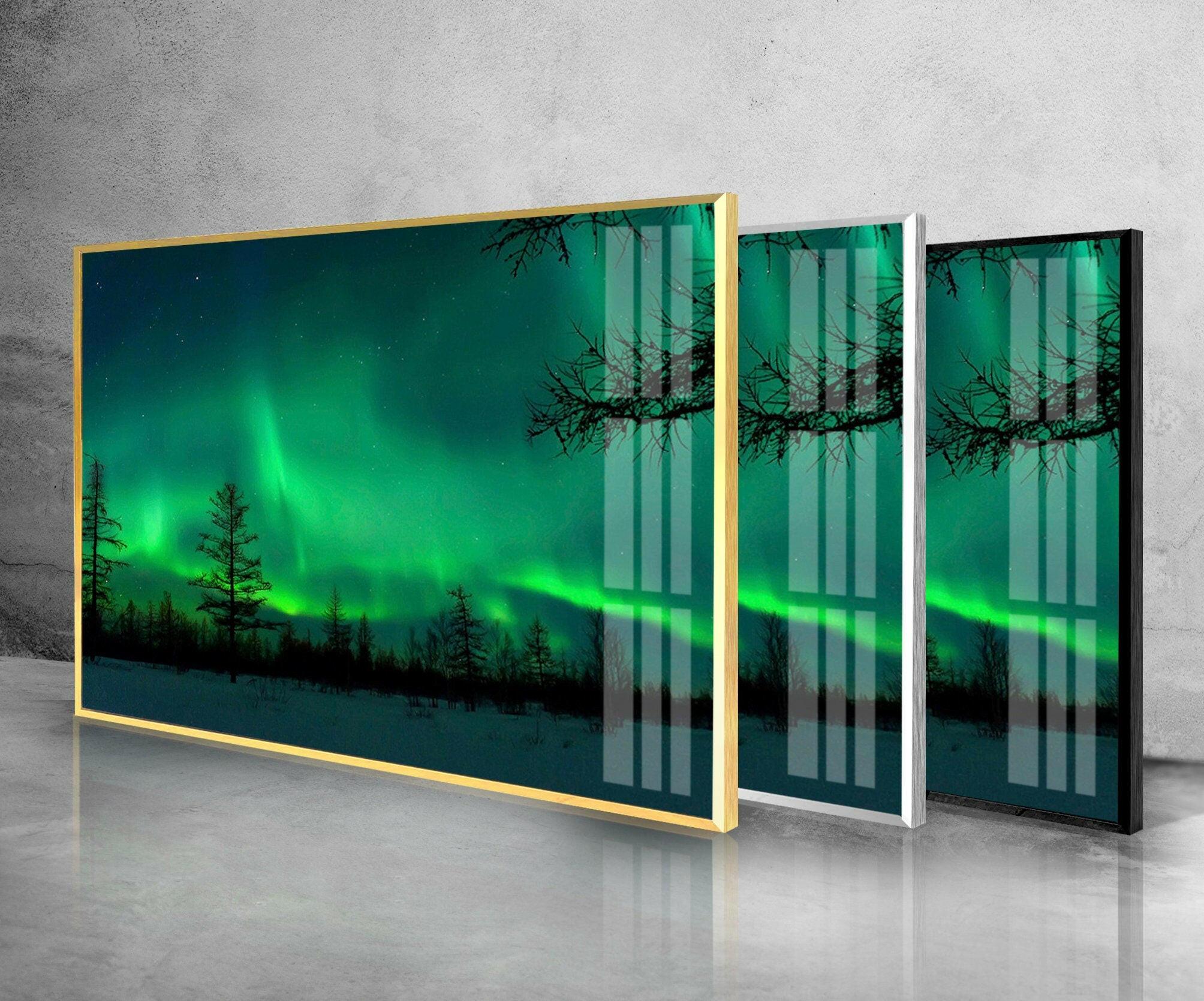 Aurora Lights Neon Glass Wall Art - Modern LED Home Decor for Living Room, Bedroom, Bar & Office - Unique Gift for Housewarming, Wedding & Birthday