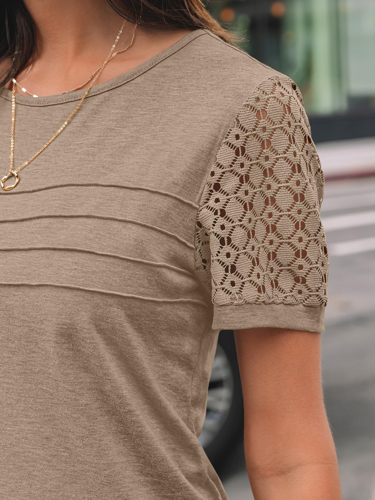 AUTOMET Women's Short Sleeve Lace Blouse - Trendy Spring Summer T-Shirt Top for Work, Date Night & Casual Outfits | 2025 Fashion Essential