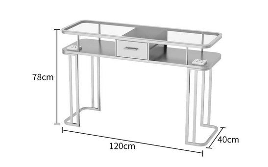 Professional Instagram Style Glass Manicure Table - Elegant Nail Salon Furniture for Pedicure & Manicure Services | Perfect for Home Salons, Spas, and Beauty Studios