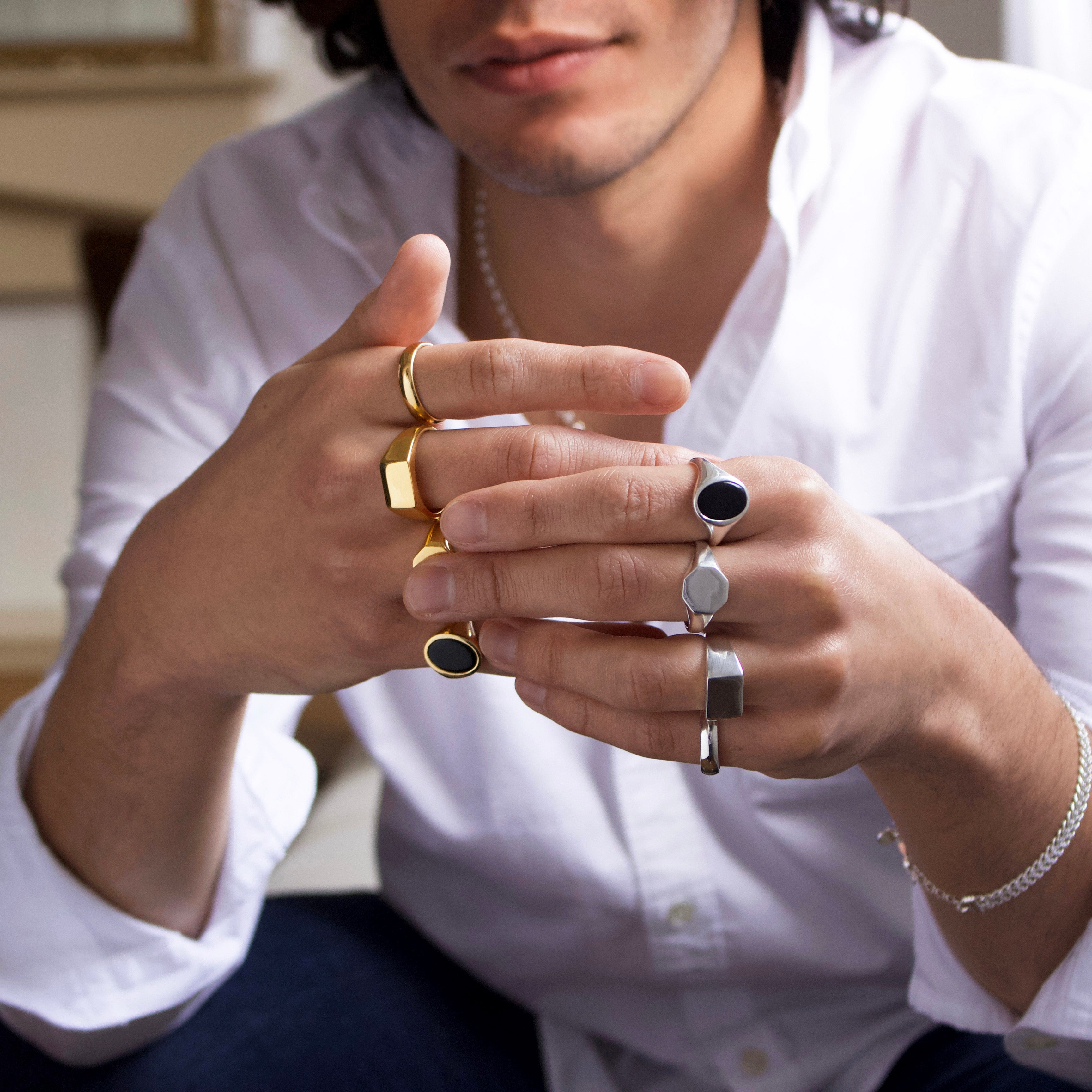Men's Square Signet Ring - Sterling Silver or Gold Plated, Engraved Initials, Classic & Stylish Jewelry for Men - Perfect for Gifts, Weddings, and Everyday Wear