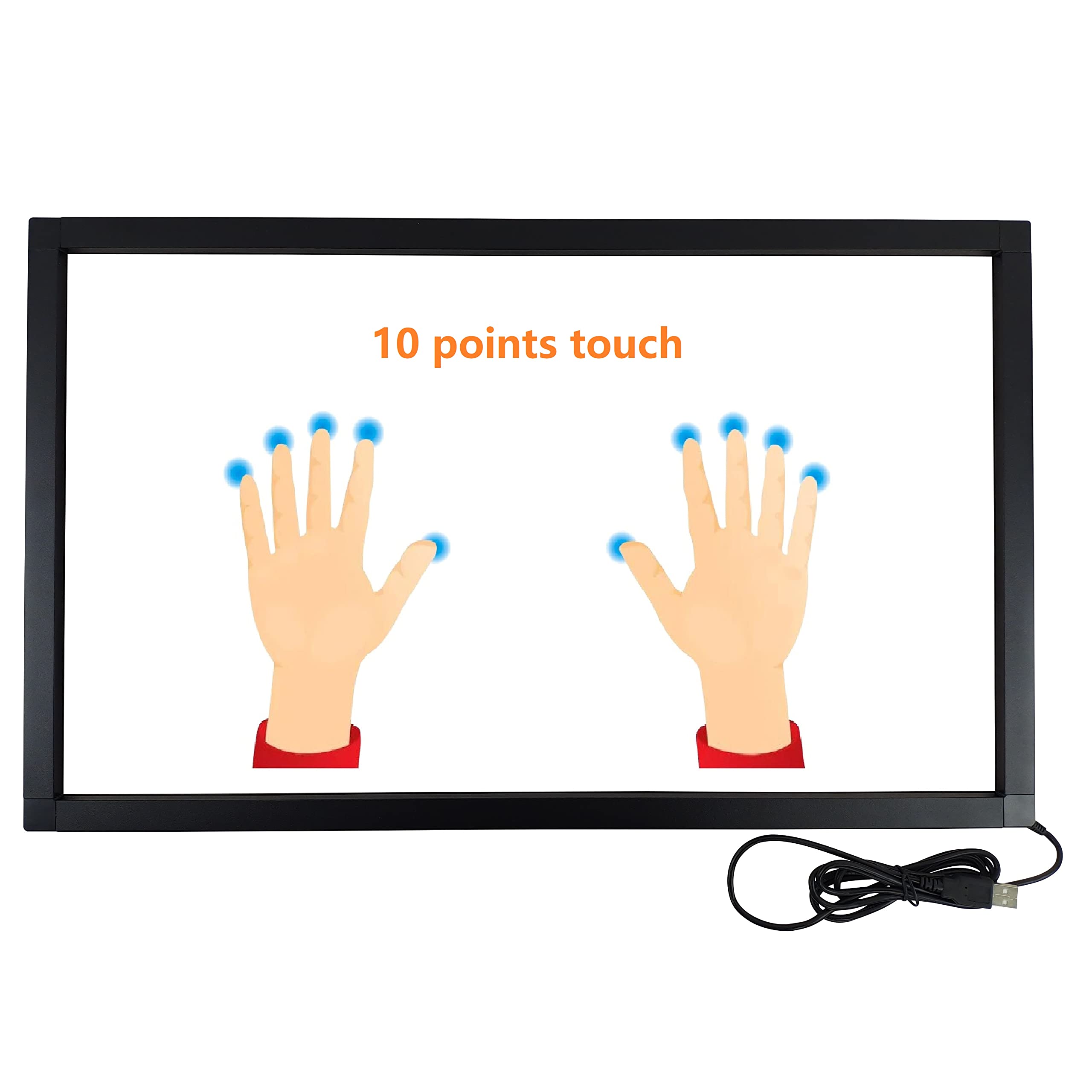 55 Inch 10-Point Infrared IR Touch Screen Overlay Frame - Plug & Play Driver-Free for Interactive Displays, Smart TVs, Digital Signage & Kiosks - Perfect for Classrooms, Meetings & Retail Displays