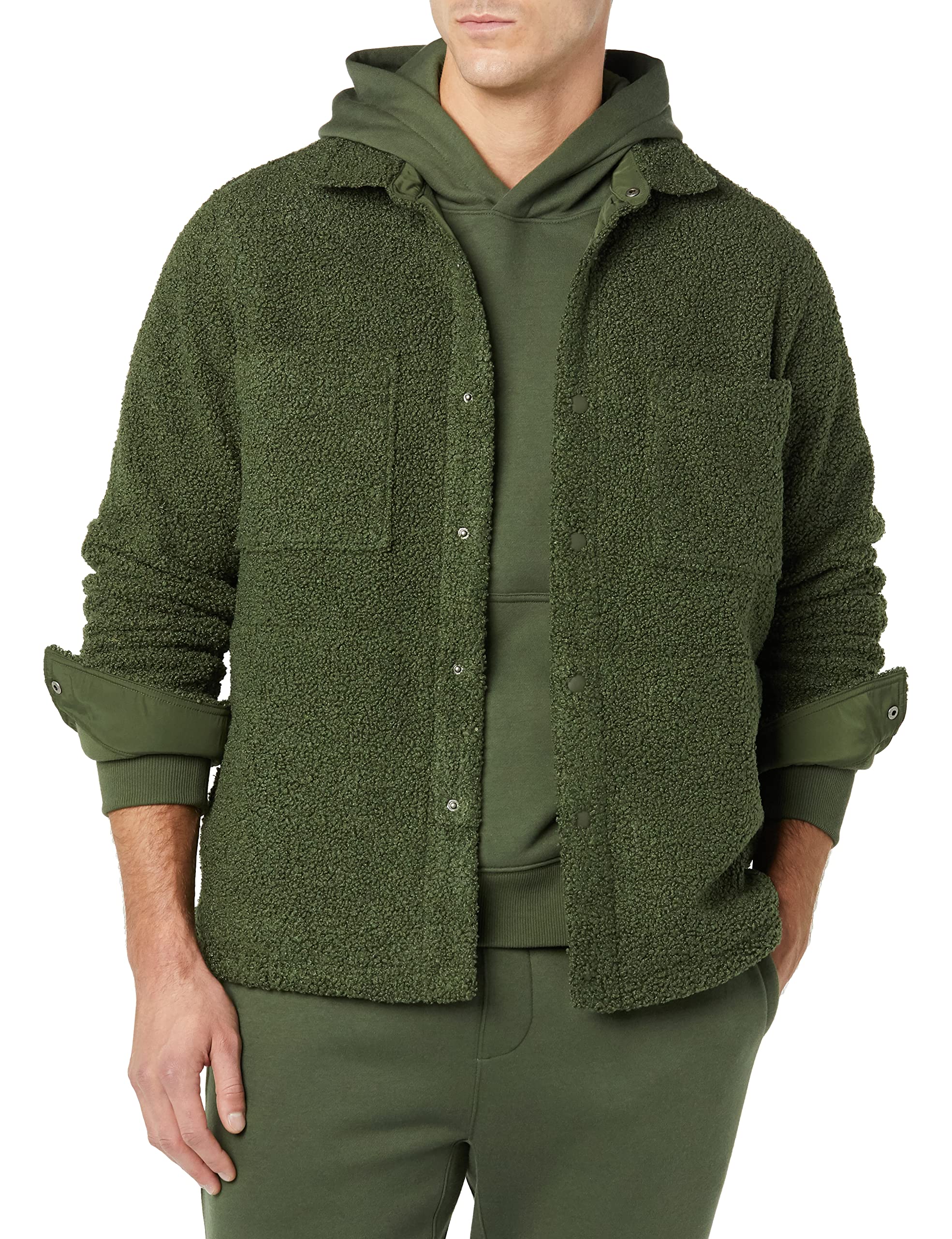 Eco-Friendly Men's Sherpa Jacket - Recycled Polyester Fleece Coat for Winter Warmth | Sustainable Outdoor & Casual Wear | Amazon Aware Collection