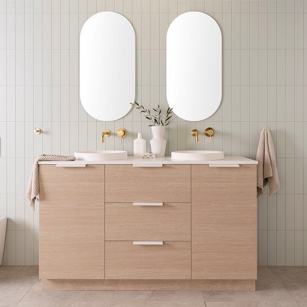 ADP Glacier Pro Hamper Trio Vanity with Solid Surface Top - Stylish Bathroom Storage Organizer for Towels, Toiletries & Laundry - Perfect for Master Bath, Guest Room or Spa Retreat
