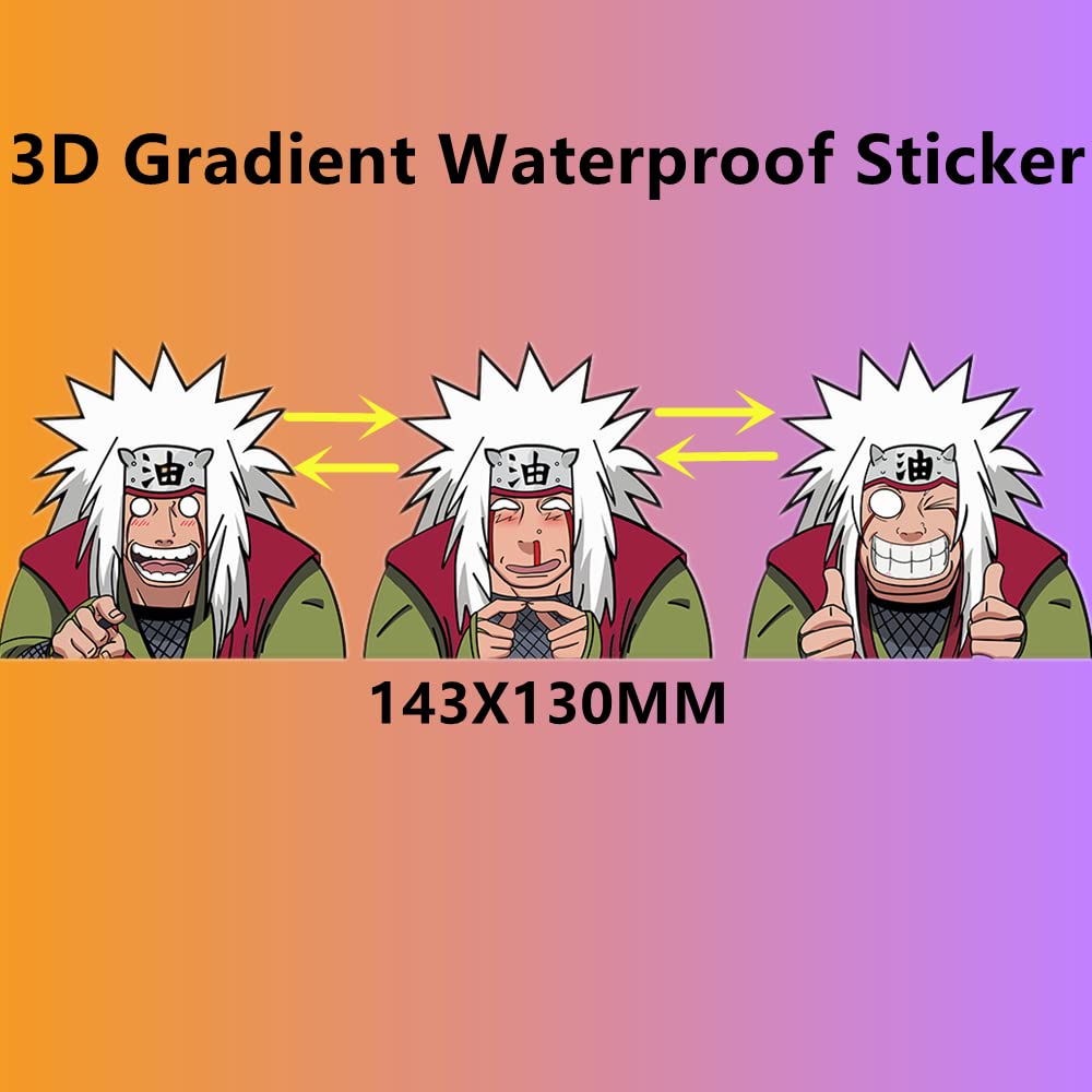 3D Naruto Gradient Stickers - Jiraiya Changing Illusion Stickers for Cars, Cups, Laptops | Anime Cartoon Decals for Water Bottles, Notebooks & DIY Crafts