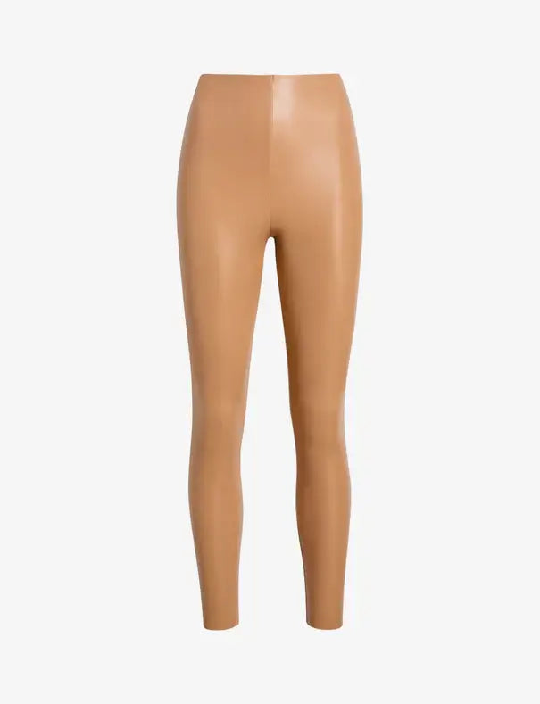 Premium Faux Leather Leggings for Women - High Waisted Stretchy Camel Color Pants - Perfect for Work, Yoga & Night Out