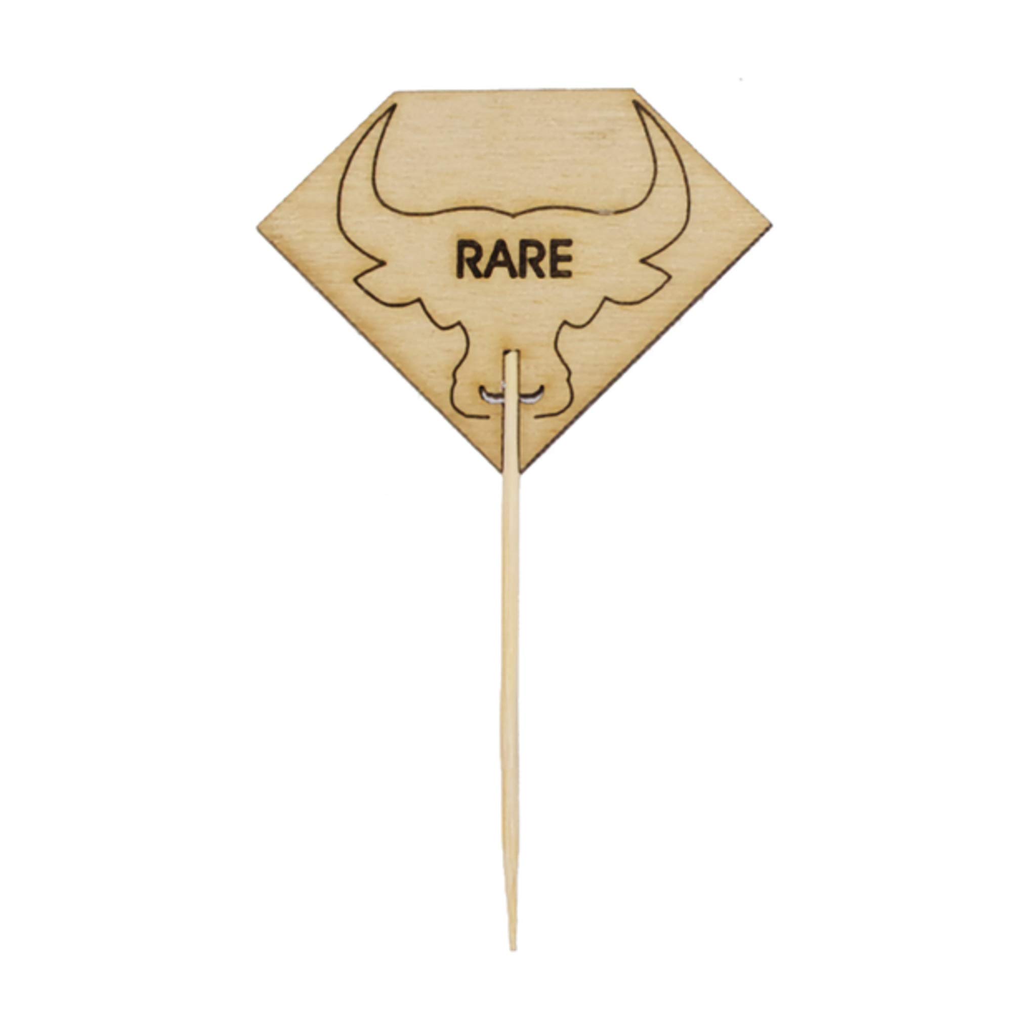PACKNWOOD 209BBRUMPYR Diamond Shaped Steak Markers with Bull Head - 3.7in Height, 2.1in Width - 1000pcs for BBQ Grilling, Meat Grading & Steakhouse Labeling