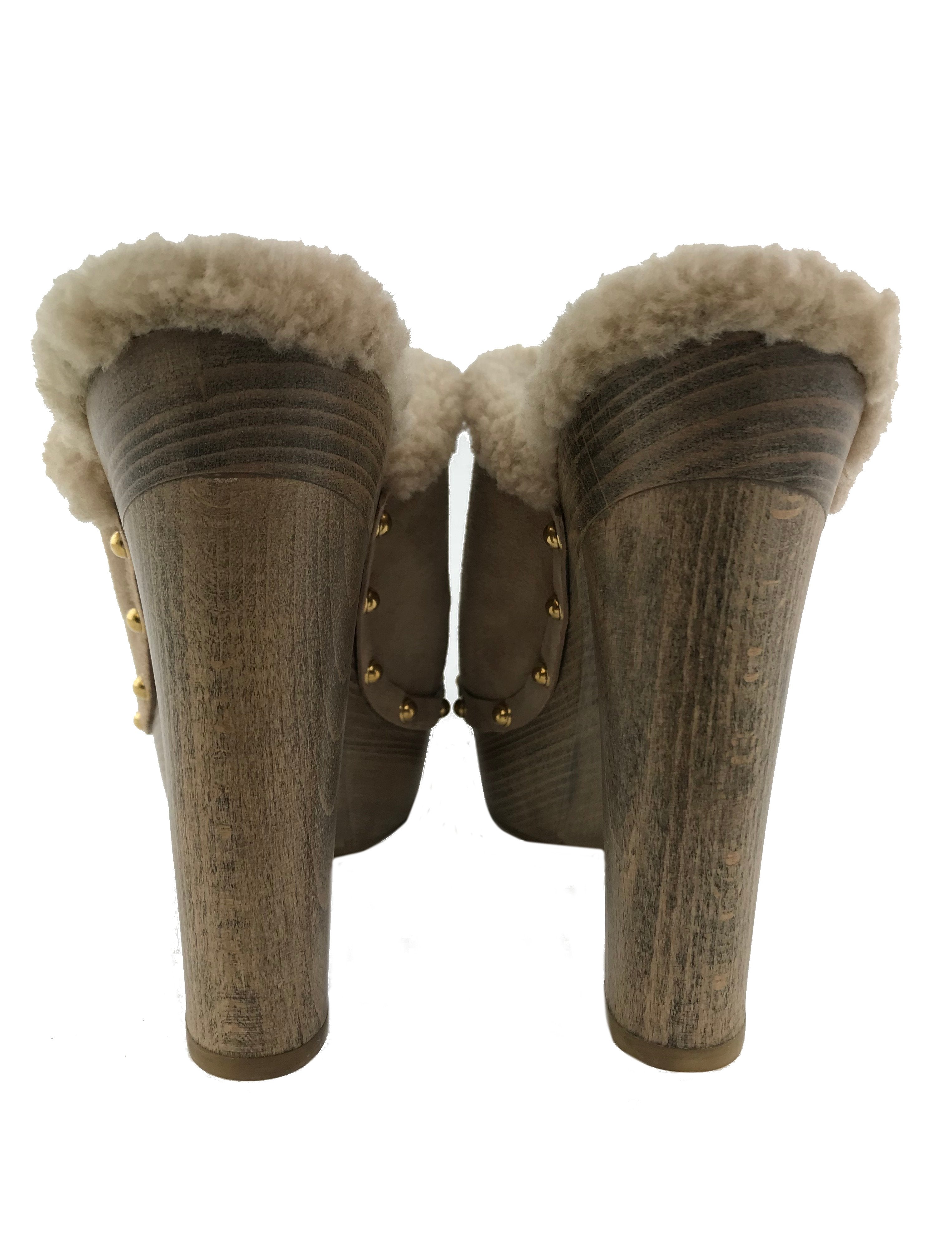 Gucci Suede Shearling Montana Platform Clogs for Women - Size 8.5 US | Luxury Shearling Lined Clogs for Winter Comfort & Style | Perfect for Casual Outings & Home Wear