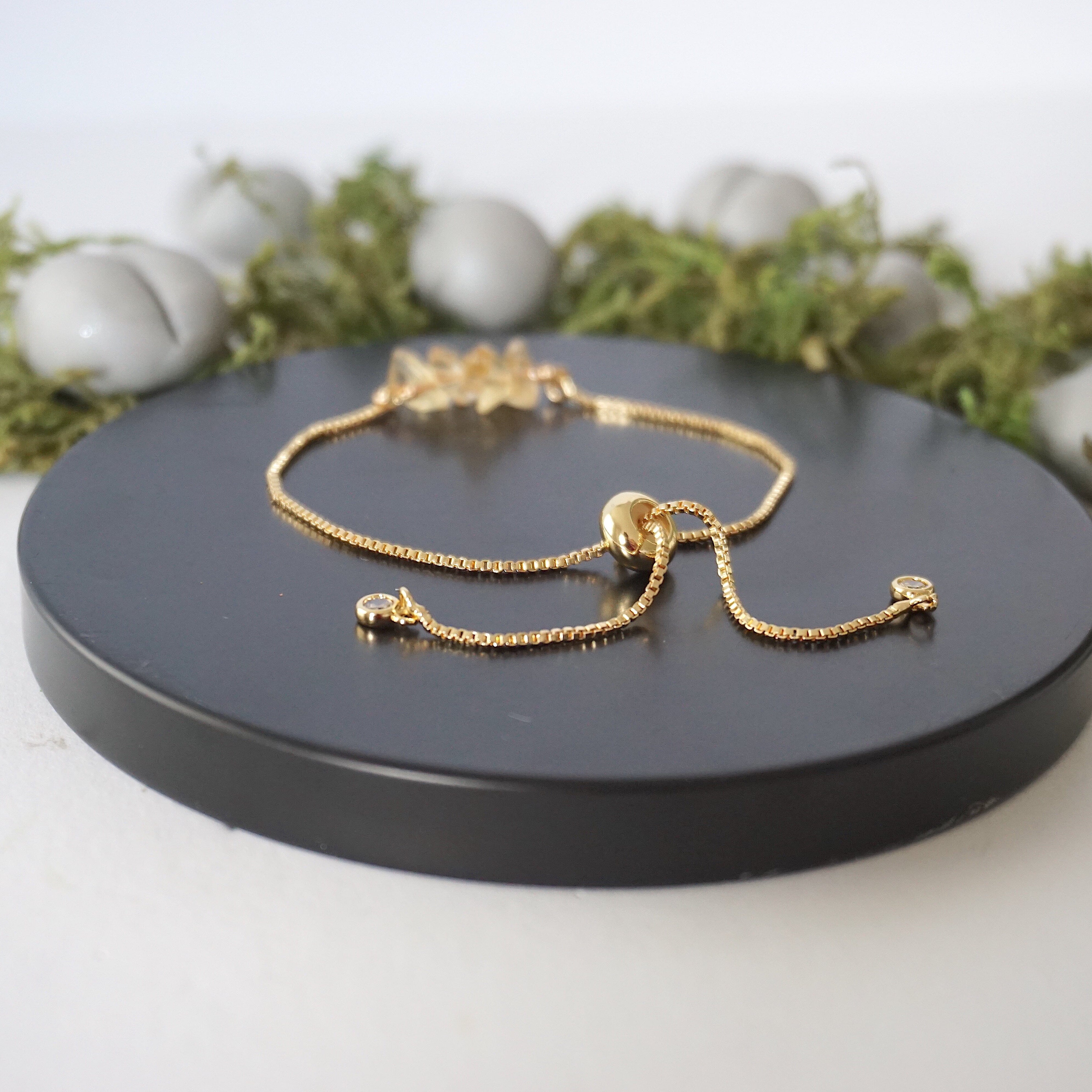 Gold Plated Adjustable Citrine Bolo Crystal Bracelet for Women - Elegant Bohemian Jewelry for Everyday Wear & Special Occasions