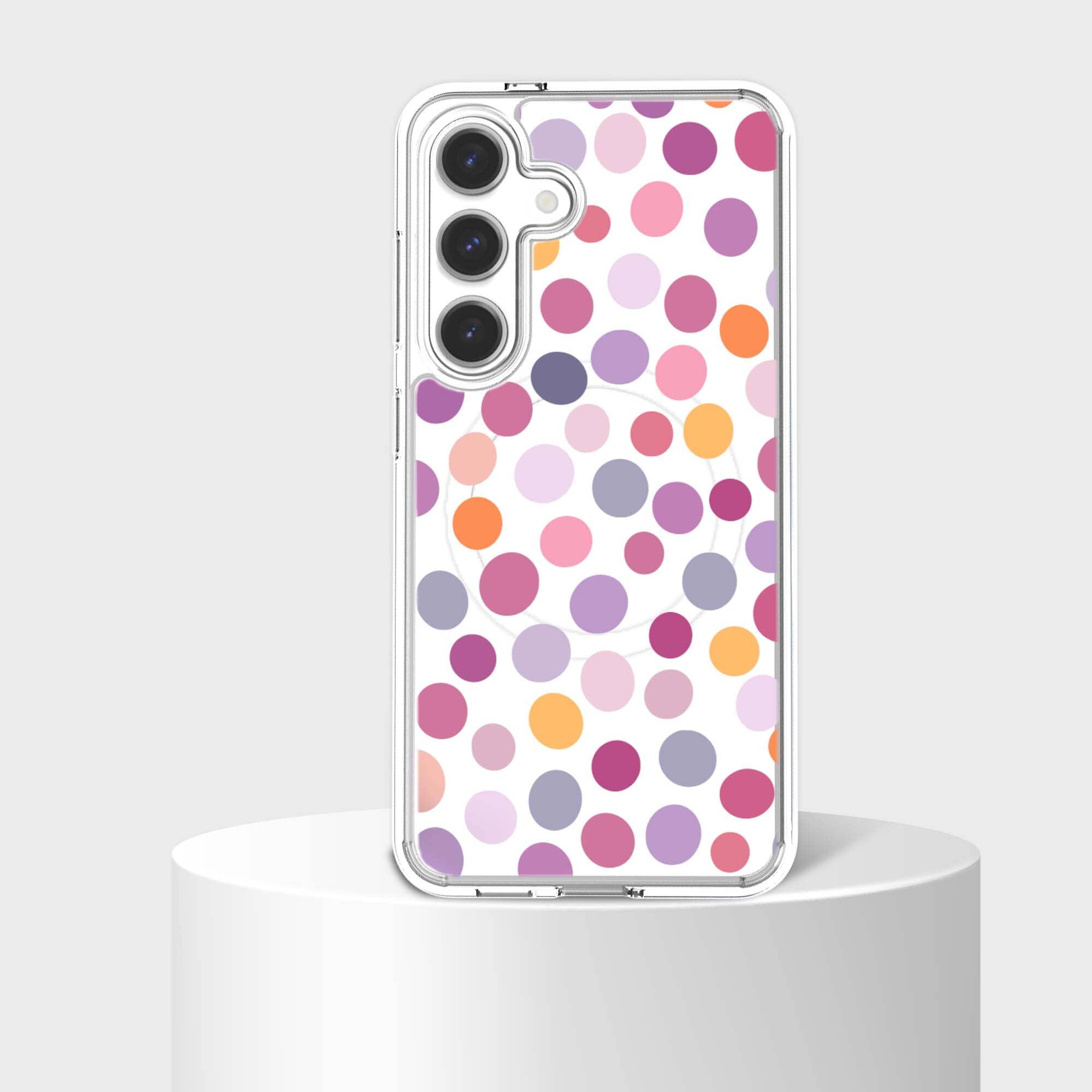 Samsung Galaxy S25 Clear Case with Purple Polka Dots - Slim Protective Phone Cover for Everyday Use, Work & Travel