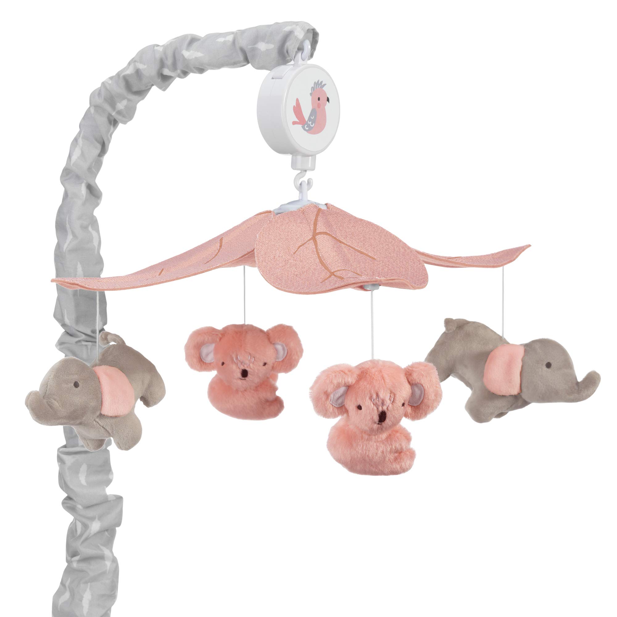 Lambs & Ivy Calypso Pink and Gray Koala & Elephant Musical Baby Crib Mobile - Soothing Nursery Decor for Newborns and Infants, Perfect for Bedtime and Naptime