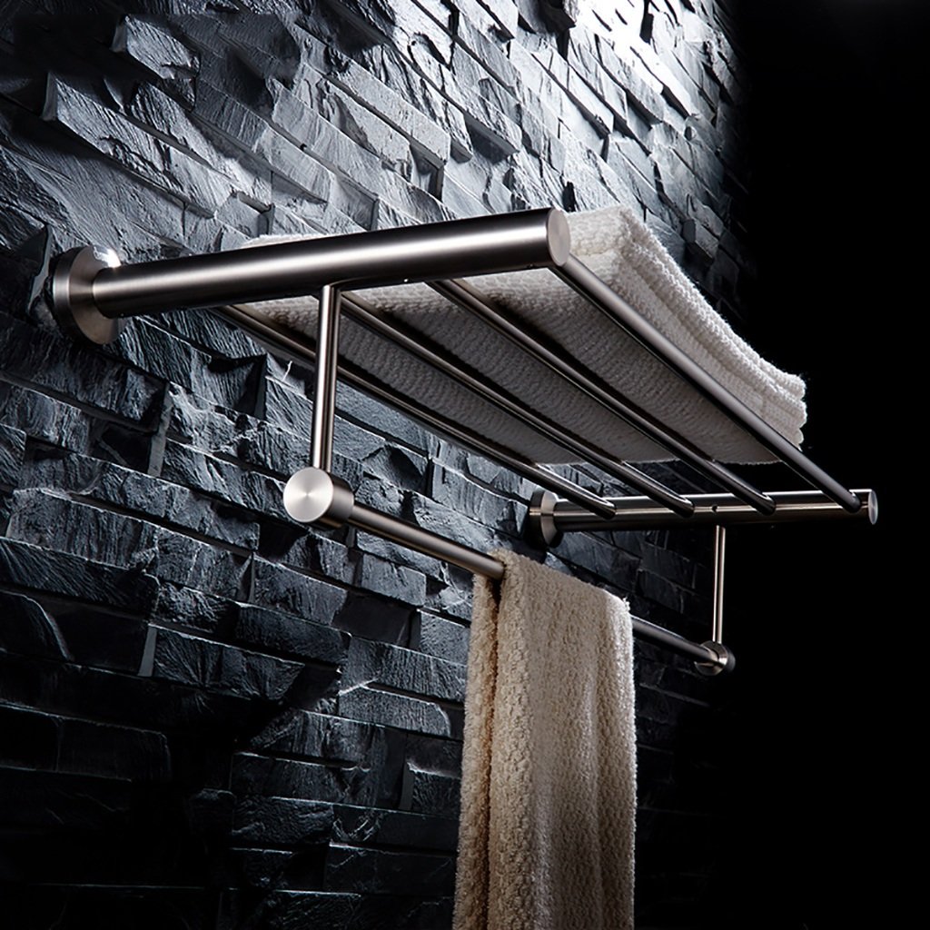 BXGJ Stainless Steel Towel Bar - 304 Brushed Wall Mounted Bathroom Towel Rack (100cm) - Perfect for Modern Bathrooms, Spas, and Luxury Hotels