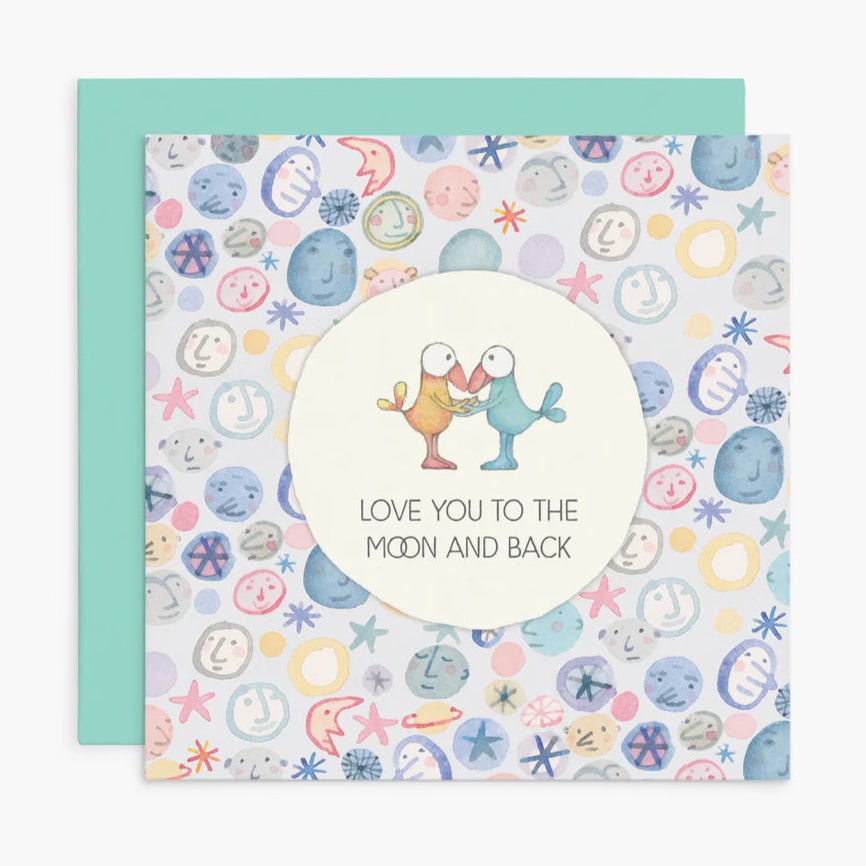 Kate Knapp Greeting Card - Love You to the Moon & Back - Perfect for Anniversaries, Birthdays & Romantic Occasions