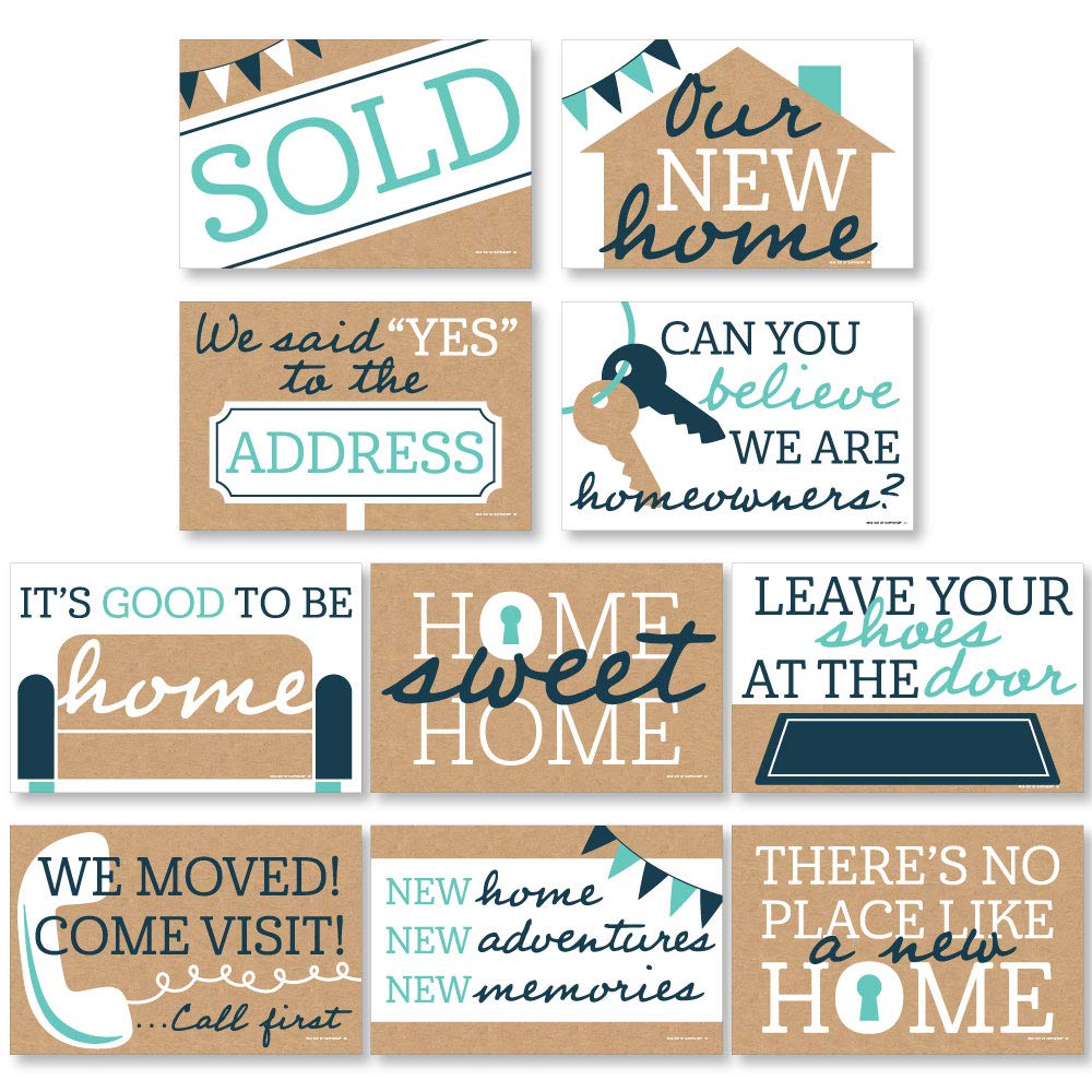 Big Dot of Happiness Home Sweet Home - 10-Piece Photo Prop Signs for New Home & Moving Announcements - Perfect for Housewarming Parties, Real Estate Photos & Social Media Posts