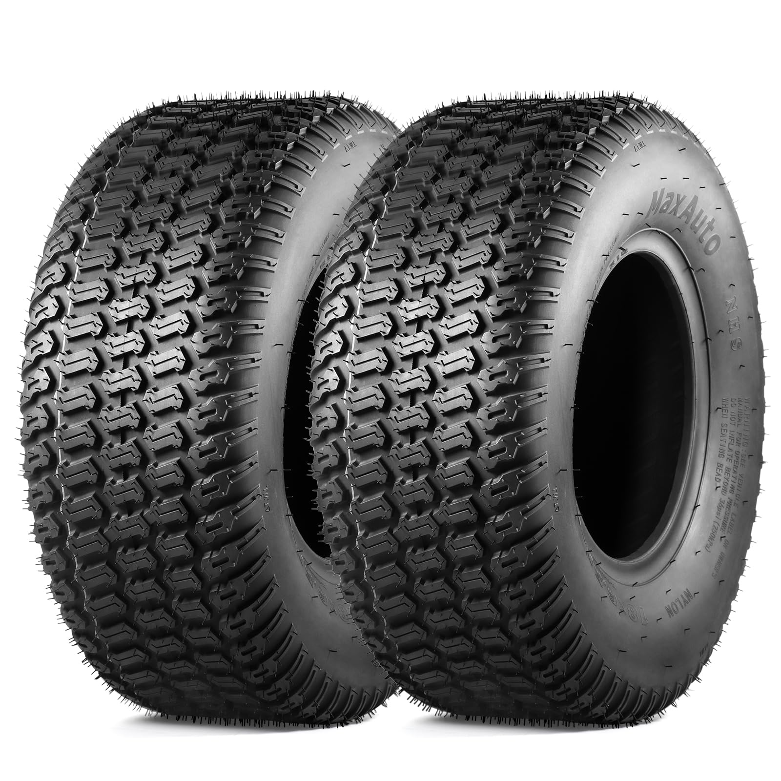 MaxAuto 18X6.50-8 Turf Saver Lawn Mower & Golf Cart Tires - 4PR Heavy Duty Set of 2 - Perfect for Lawn Care, Golf Courses & Commercial Turf Maintenance
