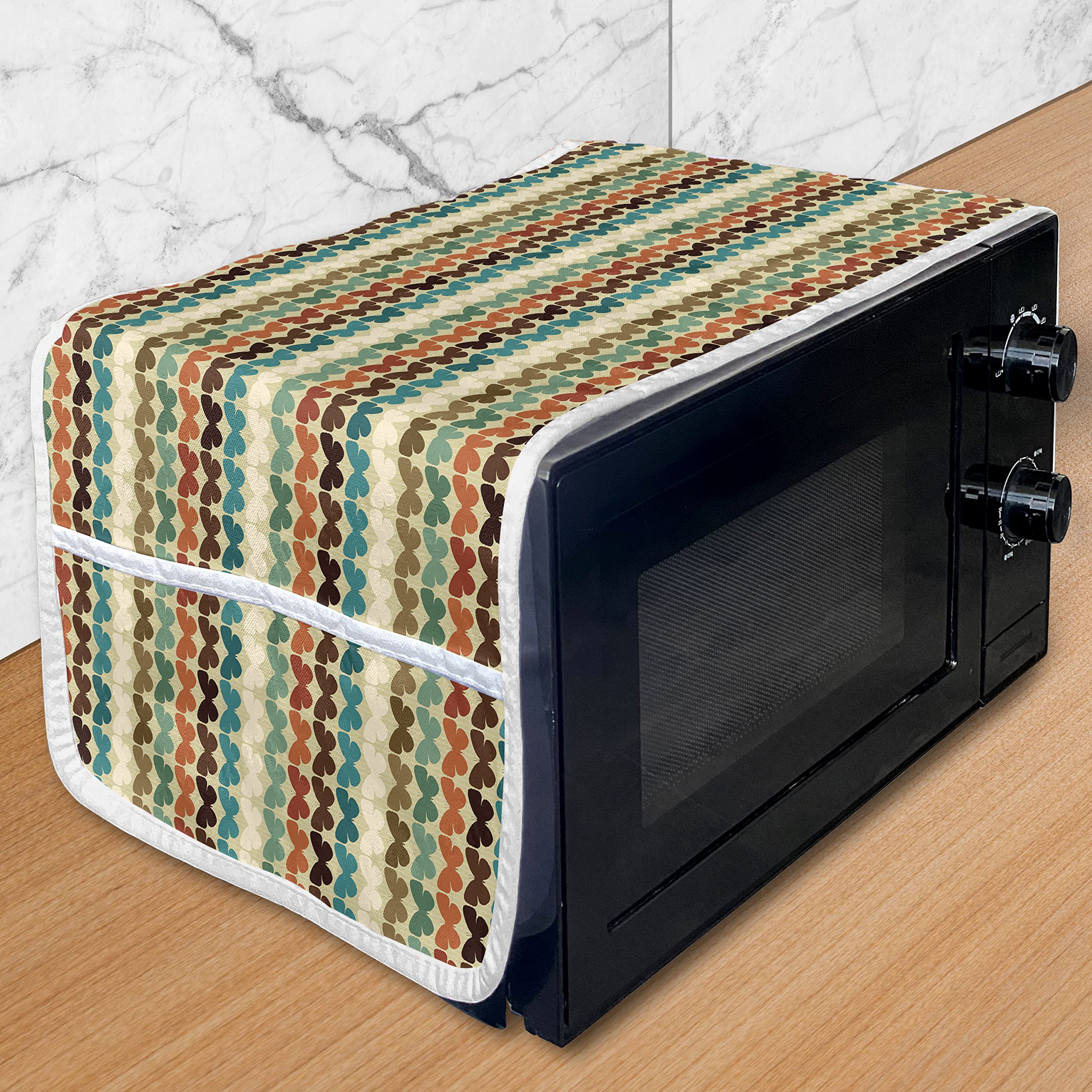 Ambesonne Retro Butterfly Microwave Cover - Waterproof Kitchen Organizer with Pockets, 36