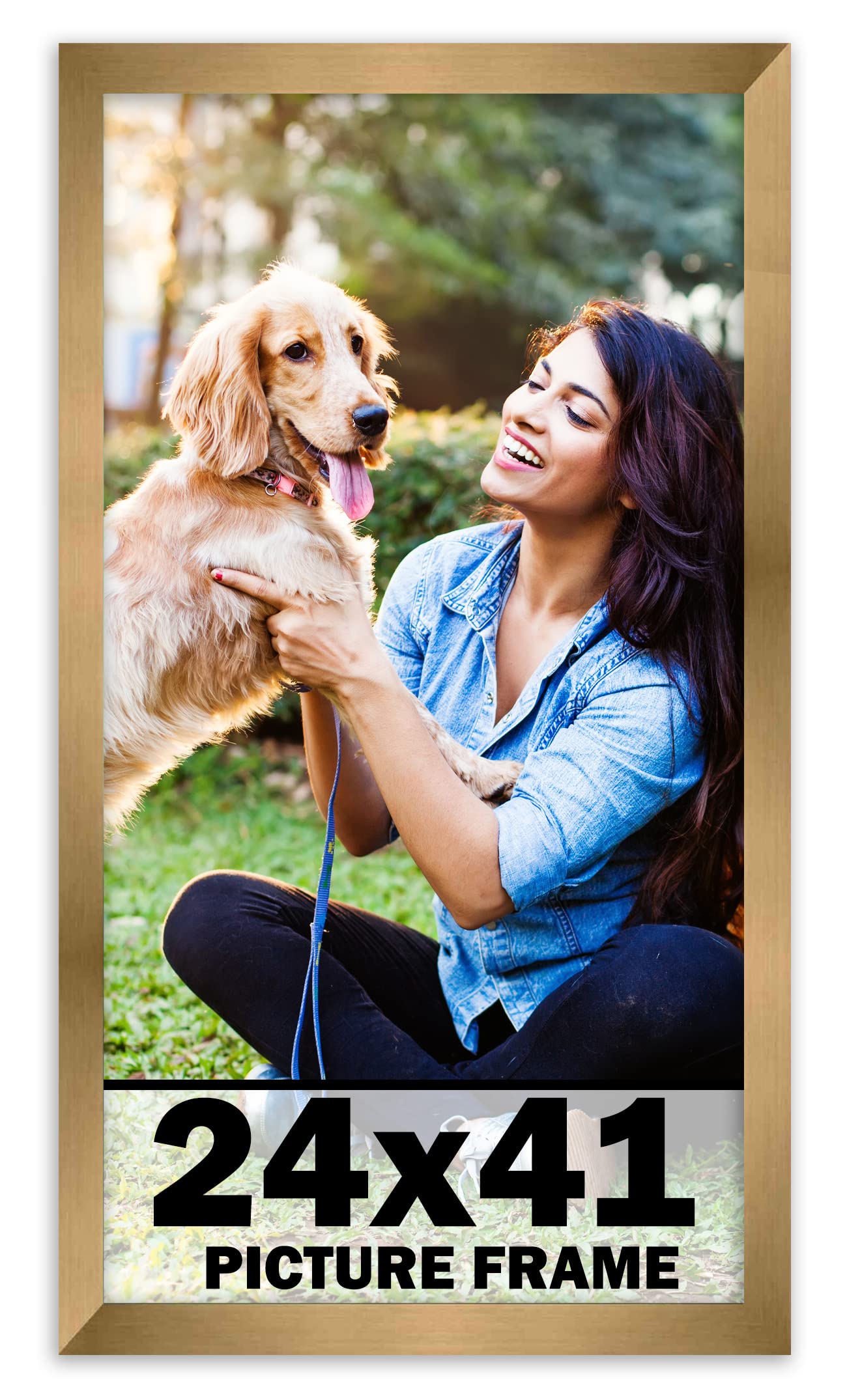 24x41 Inch Metallic Bronze Picture Frame - Modern Wood Photo Frame with UV Acrylic Shatter Guard & Acid-Free Backing - Perfect for Family Photos, Wall Decor, Living Room, Bedroom, Office Display