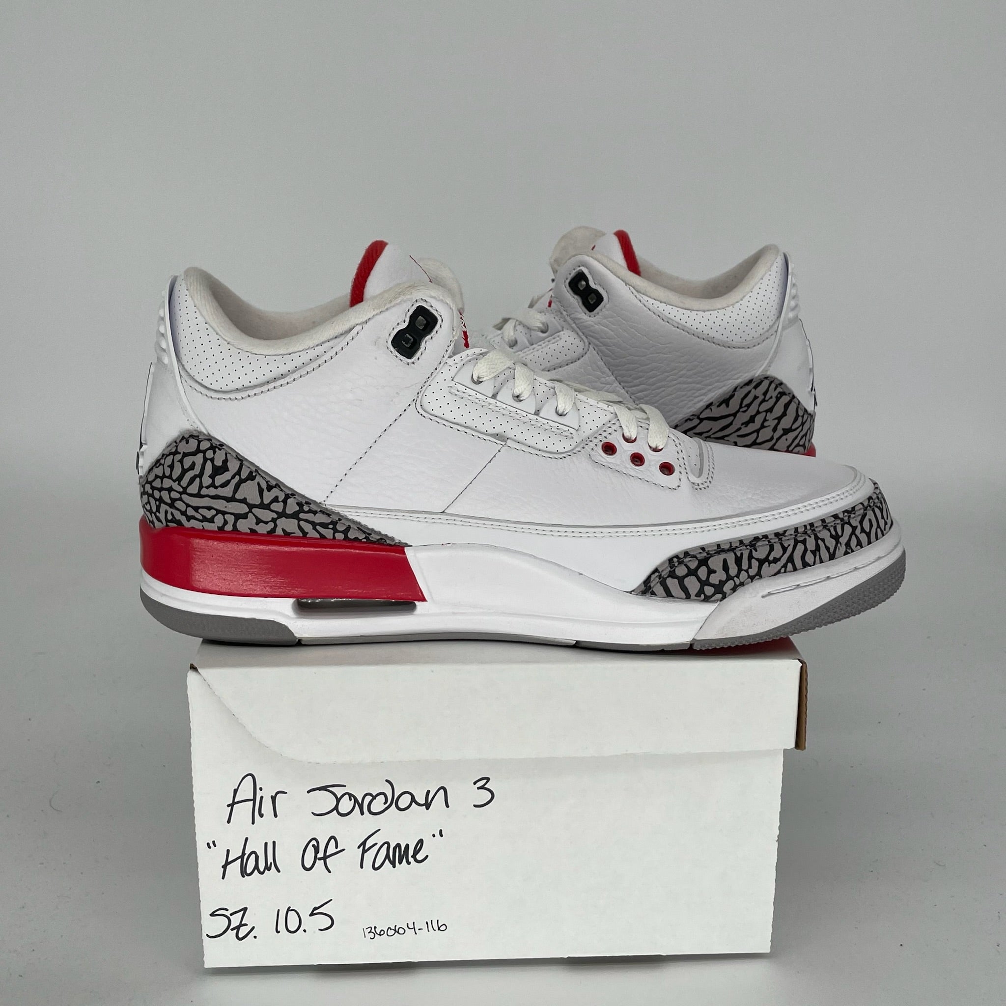 AIR JORDAN 3 HALL OF FAME Retro Sneakers - Men's Size 10.5 (136064-116) - Authentic Basketball Shoes for Collectors & Streetwear Fashion
