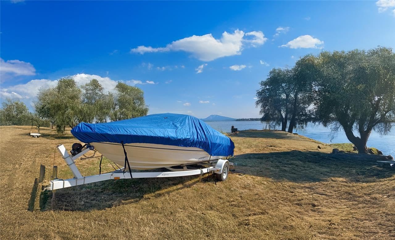 SBU Blue Boat Cover for Tracker PRO DEEP V-17 - Waterproof Storage & Mooring Protection