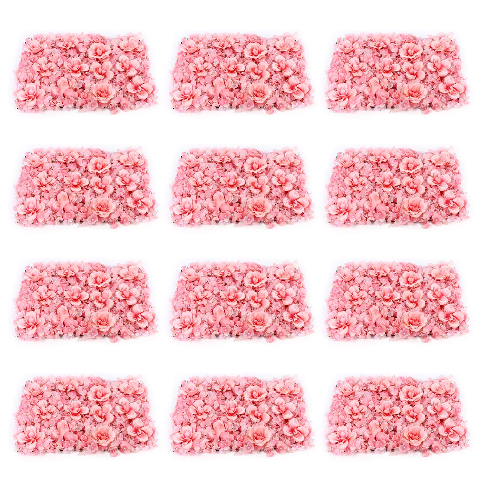 12 Pack 3D Silk Flower Wall Panels - 23.62