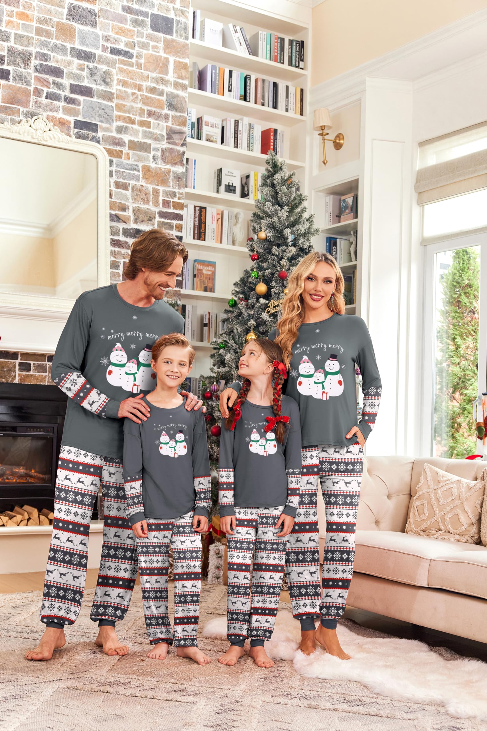 Ekouaer Family Matching Christmas Pajama Sets - Soft Long Sleeve Holiday PJS for Women, Men & Kids | Cozy Family Sleepwear & Lounge Wear for Christmas Morning & Holiday Gatherings