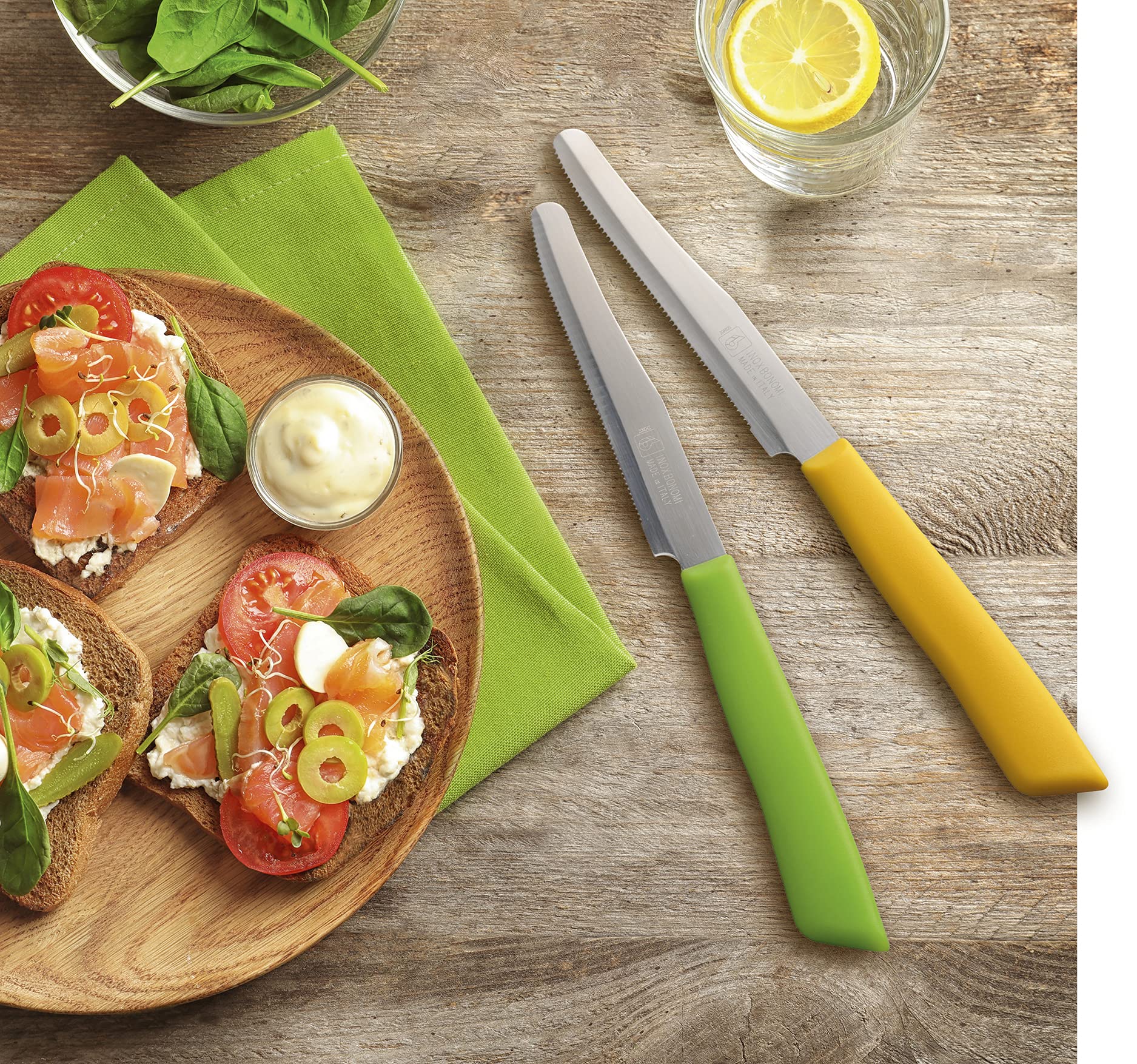 Premium Italian Knives 6-Piece Set - High-Quality Stainless Steel Kitchen Knives with Ergonomic Red Handles - Perfect for Cooking, Slicing, Dicing, and Food Prep