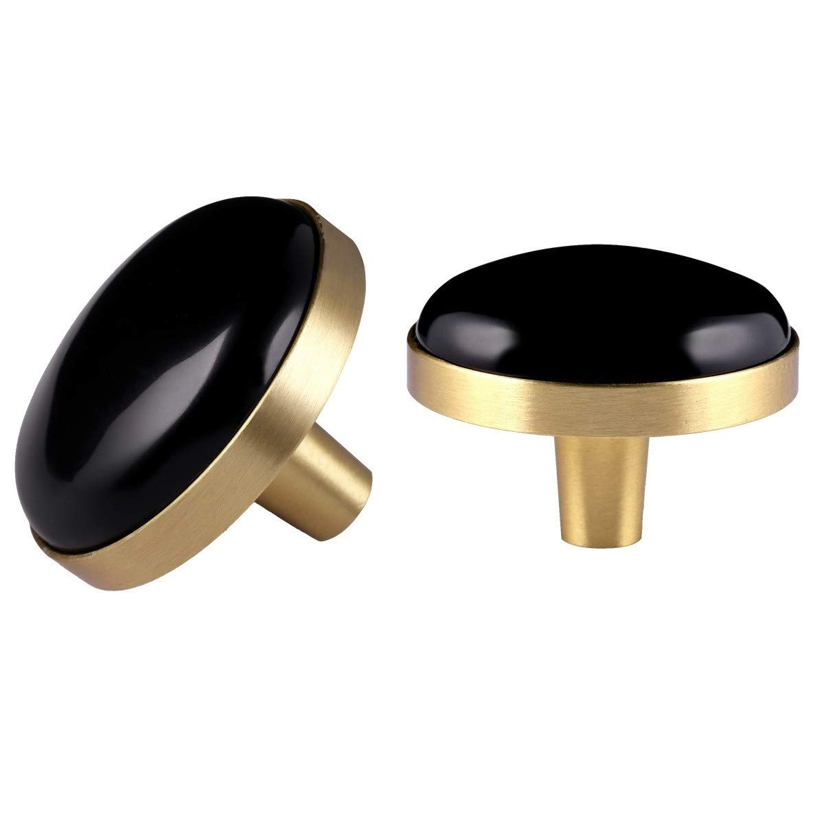 Black Obsidian Crystal Cabinet Knobs with Screws - Set of 2 Drawer Pull Handles for Dresser, Wardrobe & Cupboard - Elegant Home Decor for Bedroom, Bathroom & Kitchen