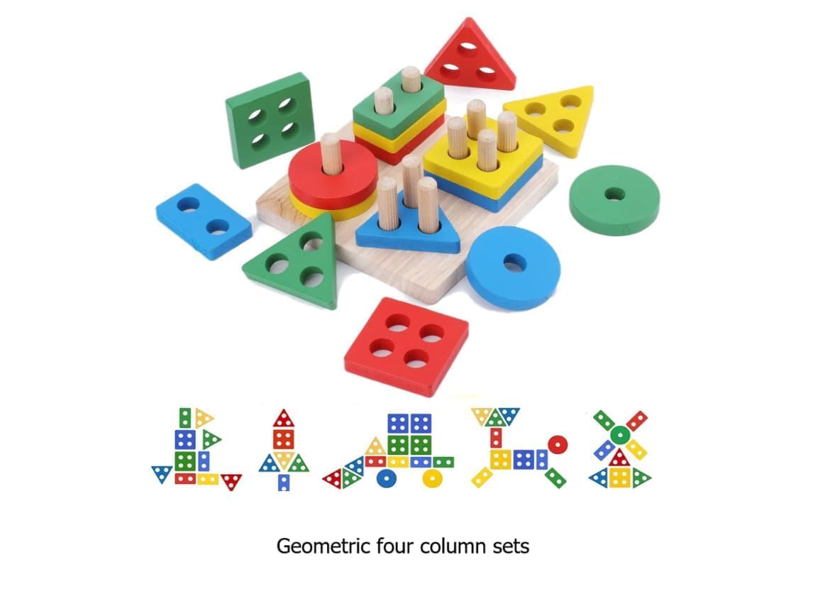 AMOGH MART Wooden Brain Teasers Puzzle Toys for Kids Ages 3+ | Educational Learning Games for Boys & Girls (Set of 4) | Perfect for Classroom, Travel & Family Game Night