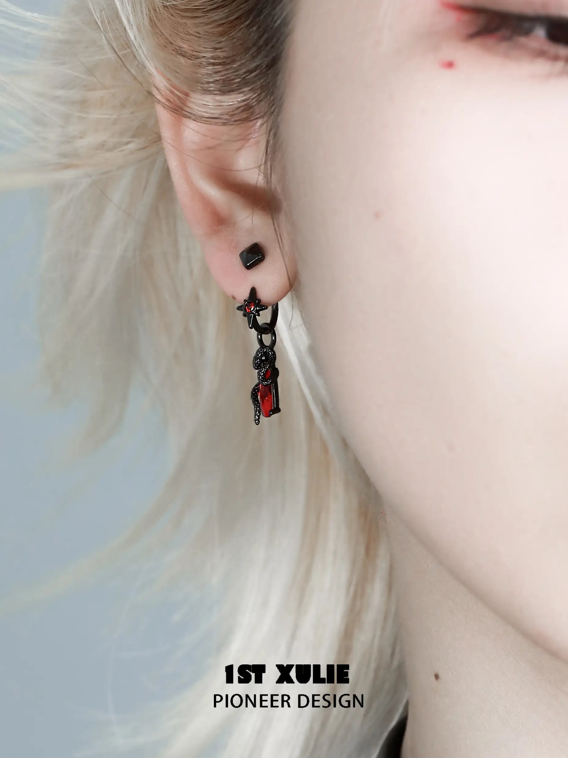 Forbidden Love S925 Sterling Silver Snake Red Crystal Stud Earrings for Women - Elegant Gothic Jewelry for Parties, Halloween & Unique Gifts