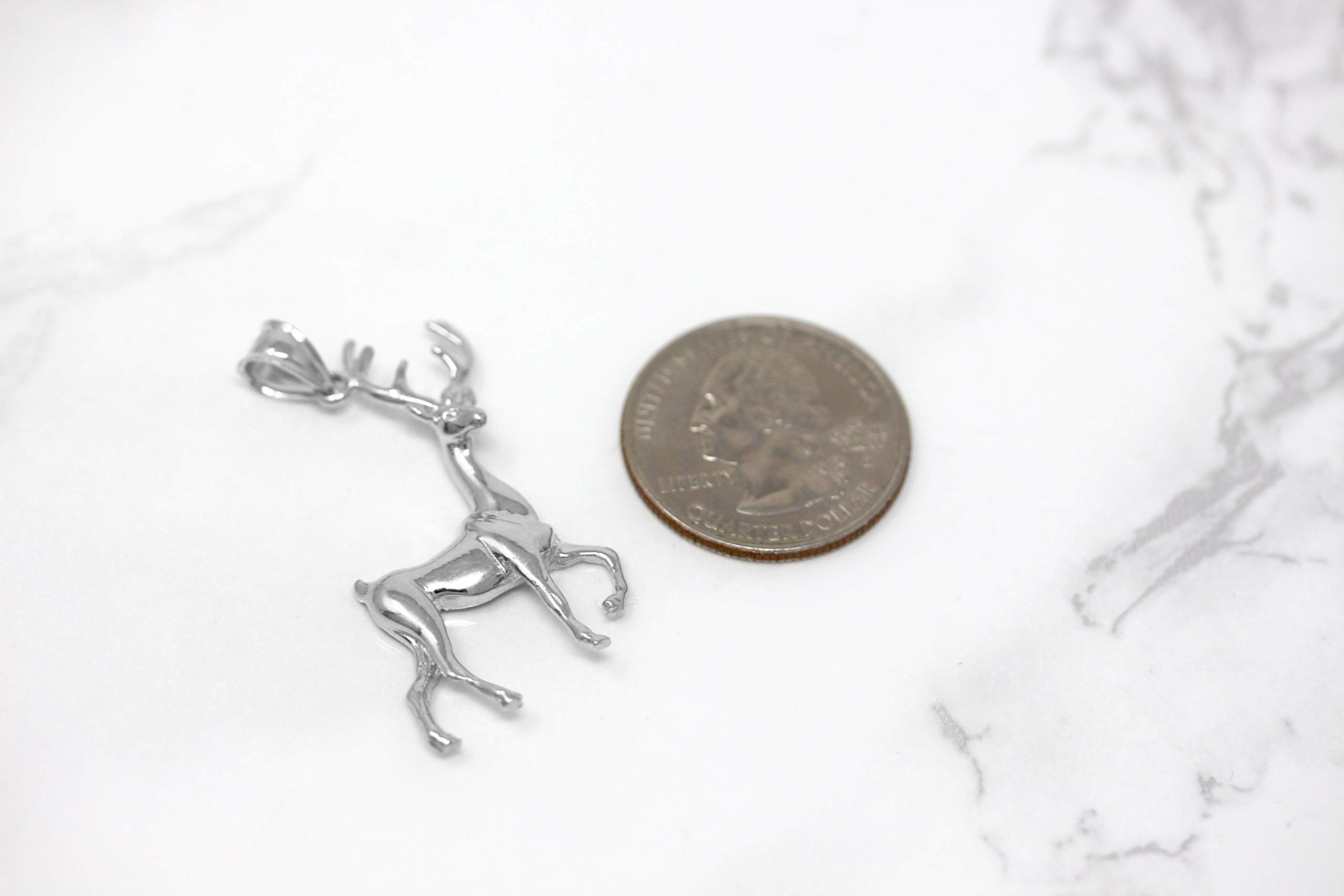925 Sterling Silver Christmas Santa Reindeer Charm Pendant Necklace - Perfect Gift for Holiday Parties & Christmas Celebrations