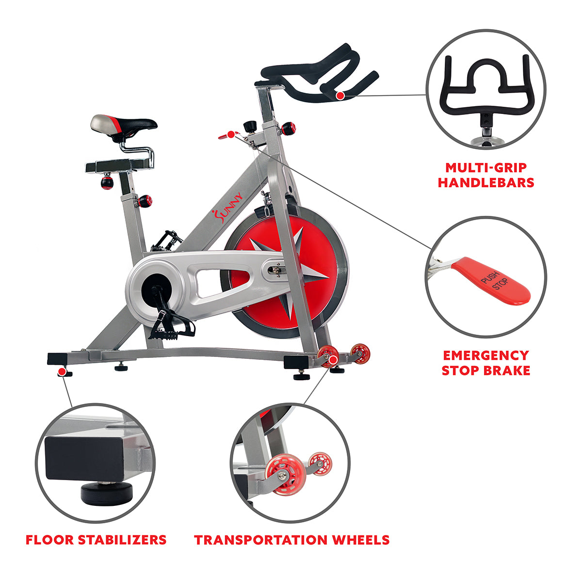40 lb Flywheel Chain Drive Pro Indoor Cycling Exercise Bike - Heavy Duty Home Gym Equipment for Cardio & Endurance Training