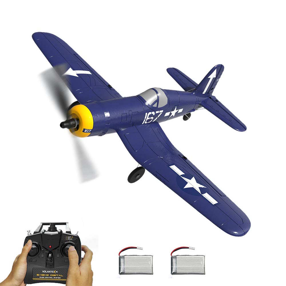 CredevZone F4U RC Airplane - 4CH Remote Control Warplane Ready to Fly with Xpilot Stabilization, One-Key Aerobatic & U-Turn, 2 Batteries - Perfect Beginner Trainer & Gift for Outdoor Flying, Backyard Fun, and RC Hobby Enthusiasts