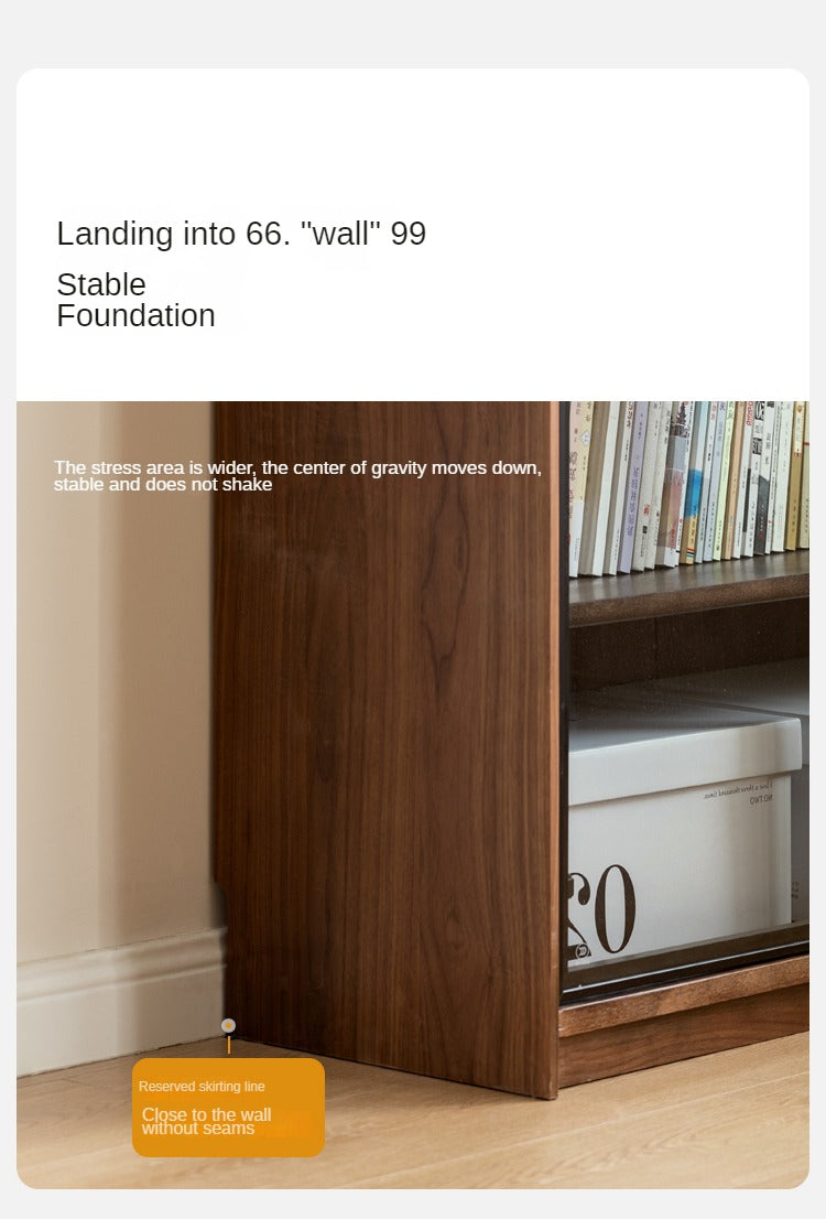 Black Walnut Solid Wood Bookcase - Free Standing Adjustable Bookshelf for Living Room, Office & Study | Modern Home Storage Furniture