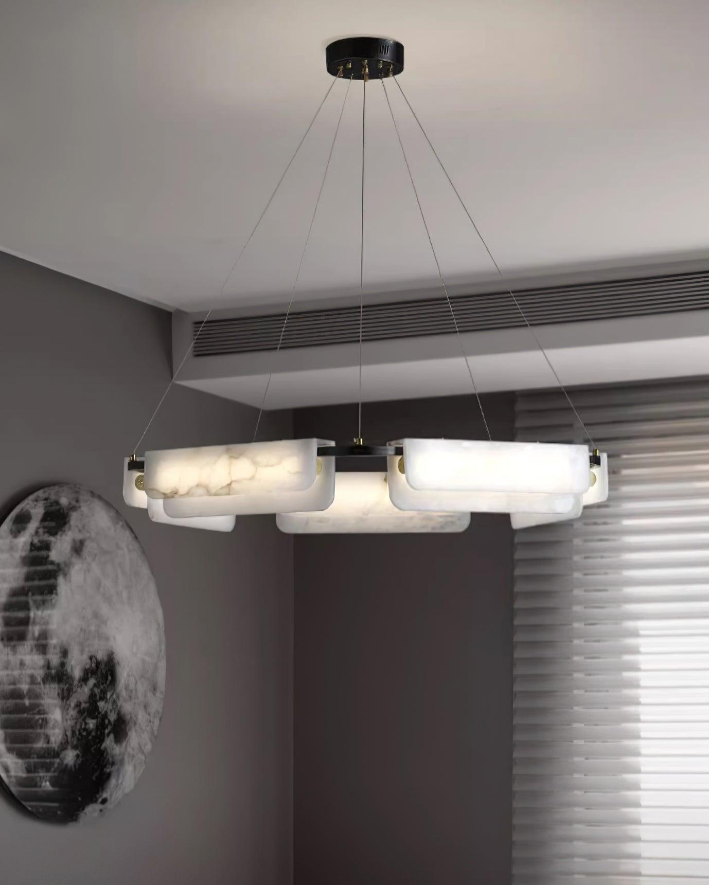 Delia Alabaster Chandelier - Elegant Crystal Ceiling Light Fixture for Dining Room & Living Room | Perfect for Home Decor & Luxury Interior Design
