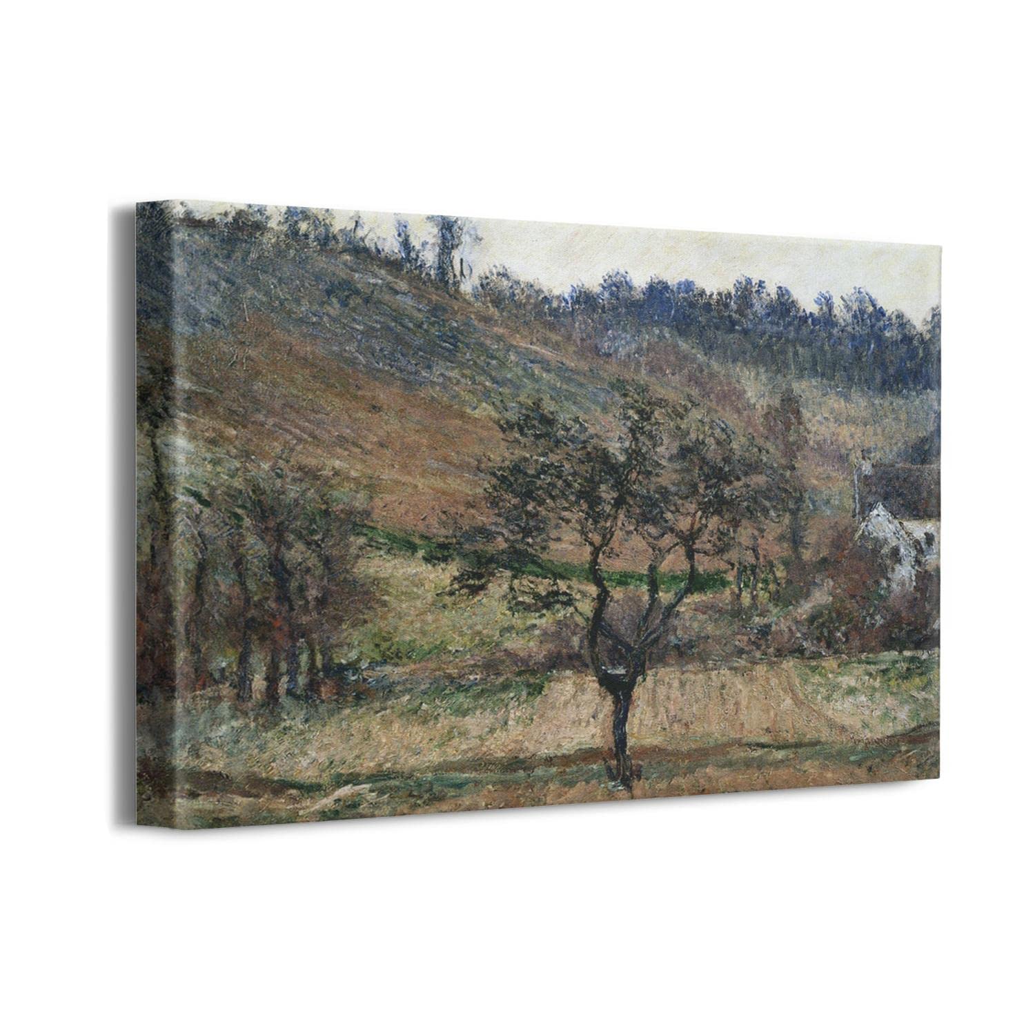 Claude Monet The Valley of Falaise Framed Canvas Wall Art - 16x12 Inch Impressionist Landscape Painting for Bedroom, Living Room & Office Decor | Ready to Hang Home Decoration
