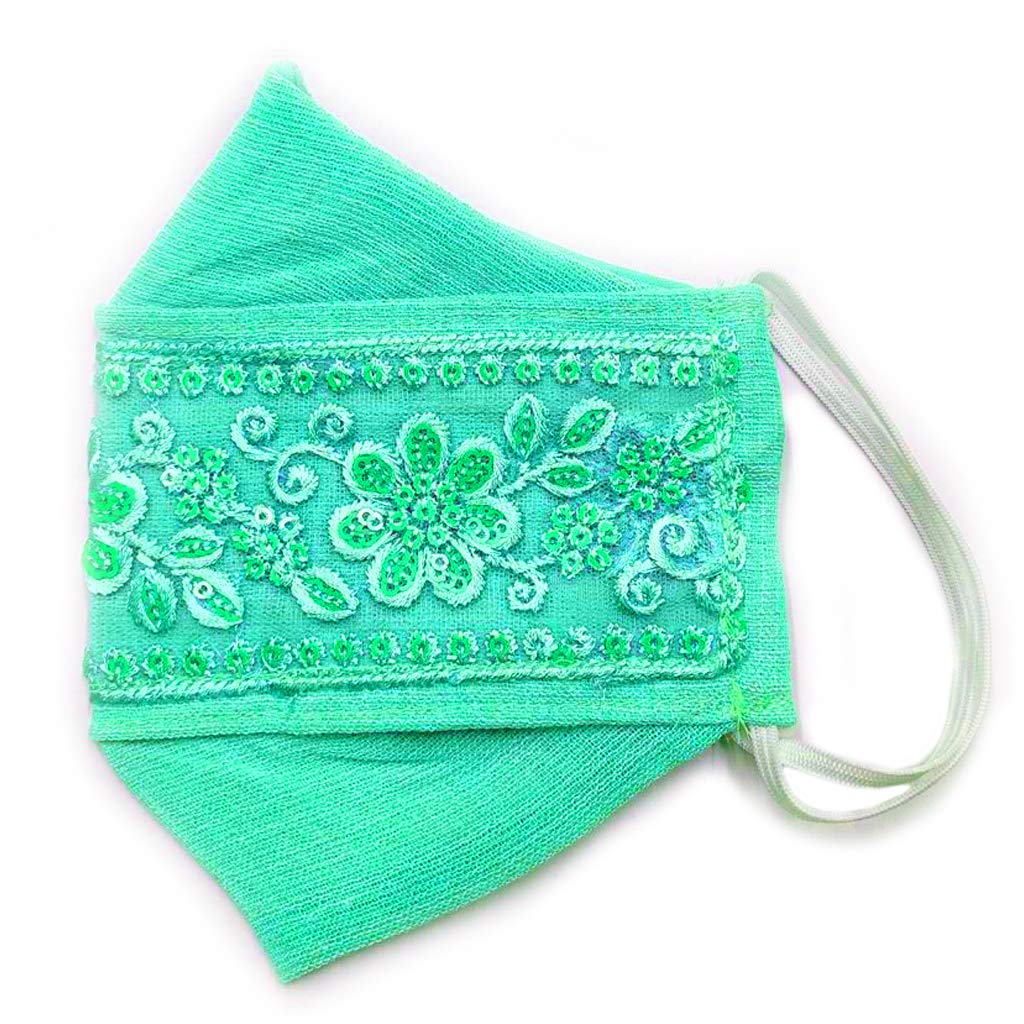 Anokhe Collections Designer Hand Embroidered Cotton Face Mask for Women - Reusable & Washable - Pack of 3 Breathable Fabric Masks (Made in India) - Perfect for Daily Wear, Travel, and Fashion Accessories