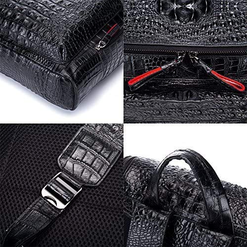 Boshiho Genuine Leather Laptop Backpack for Men - Stylish Crocodile Pattern Travel Bag & Business Daypack - Perfect for Work, Commuting & Weekend Getaways (Small Size)