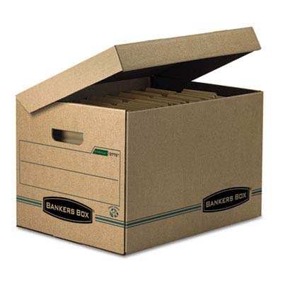 Bankers Box FEL12772 File Storage Box - Letter Size, Heavy Duty Corrugated Cardboard, Holds 24 Files - Perfect for Office, Home & Business Document Organization