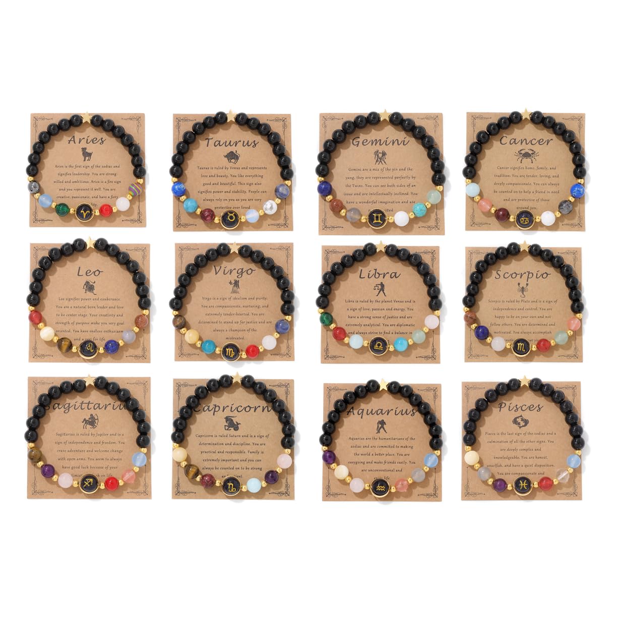 Chakra Zodiac Healing Crystal Bracelet for Women & Men - 12 Constellation Beaded Spiritual Bracelet, Horoscope Birthday Gift for Luck & Inspiration | Perfect for Meditation, Yoga & Energy Healing