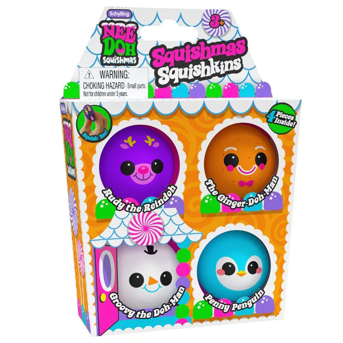 NeeDoh Squishmas Squishkins - Set of 4 Stress Relief Sensory Toys for Kids & Adults | Perfect for Anxiety Relief, Classroom Fidgeting, and Office Desk Play