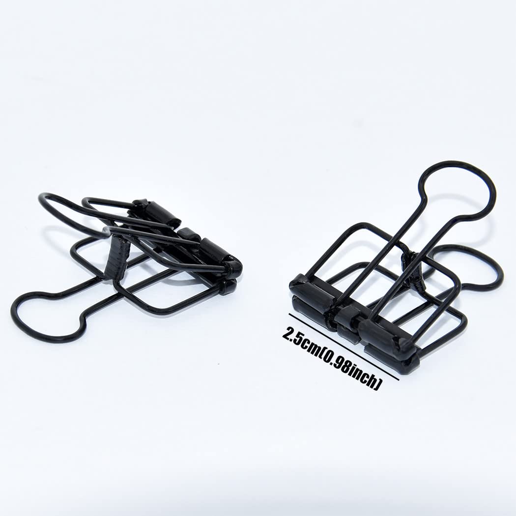 Premium Black 0.98 Inch Binder Clips - 15 Pack Heavy Duty Wire Clips for Office, School, Home Organization & Document Binding