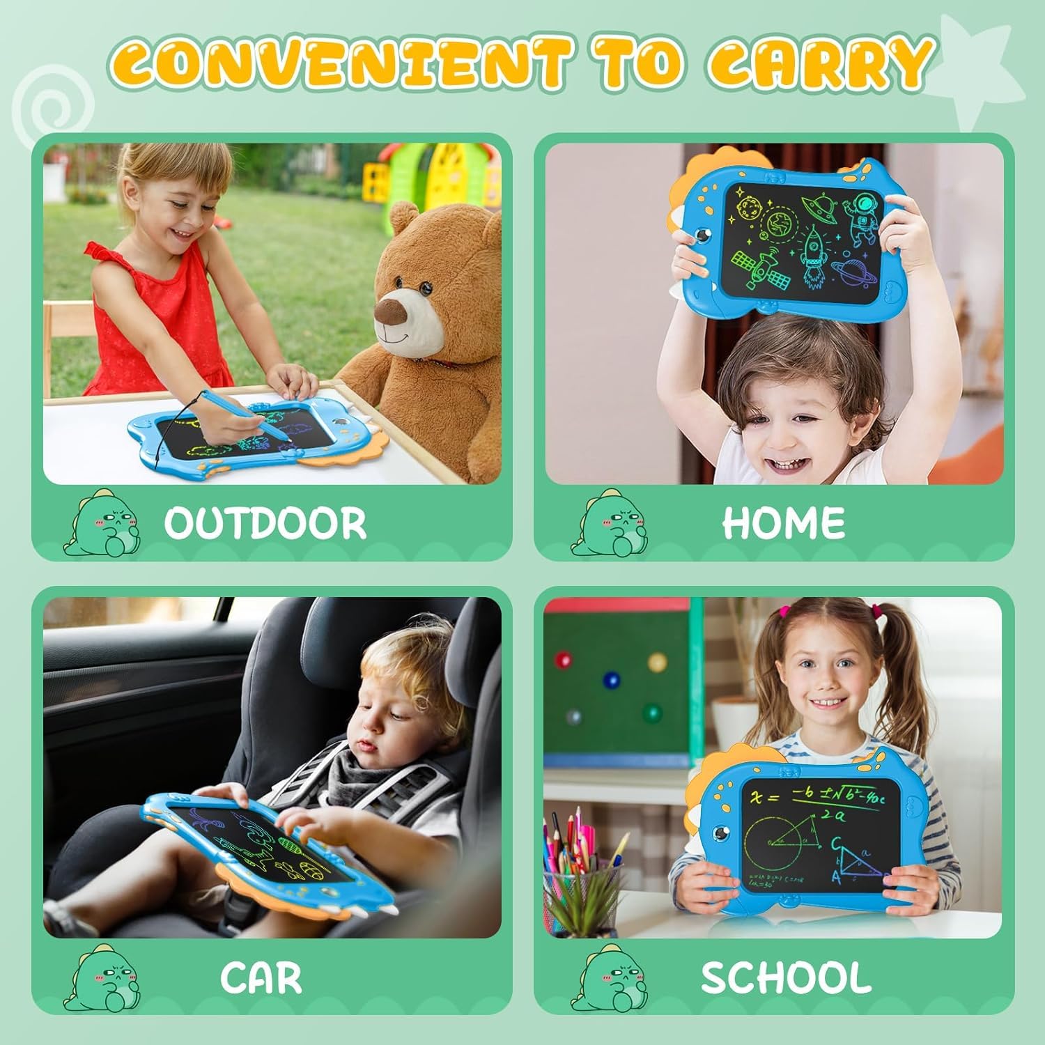 Kizmyee 8.5 Inch LCD Writing Tablet for Kids - Doodle Board & Drawing Pad for Boys Girls Ages 3-6 | Erasable Digital Sketch Board for Toddler Learning, Travel, School & Home Play | Fun Dinosaur Themed Educational Toy