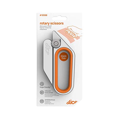 Slice 10598-CS Rotary Scissors - 6 Pack Bladeless, Ambidextrous Cutting Tool for Gift Wrapping, Basket Cellophane & Paper | Safe, Ergonomic Design for Crafting, Office & Home Use