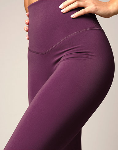 Empower Flat Front Legging Eggplant - High Waist Yoga Pants for Women, Comfortable Workout Leggings for Running, Gym & Lounge