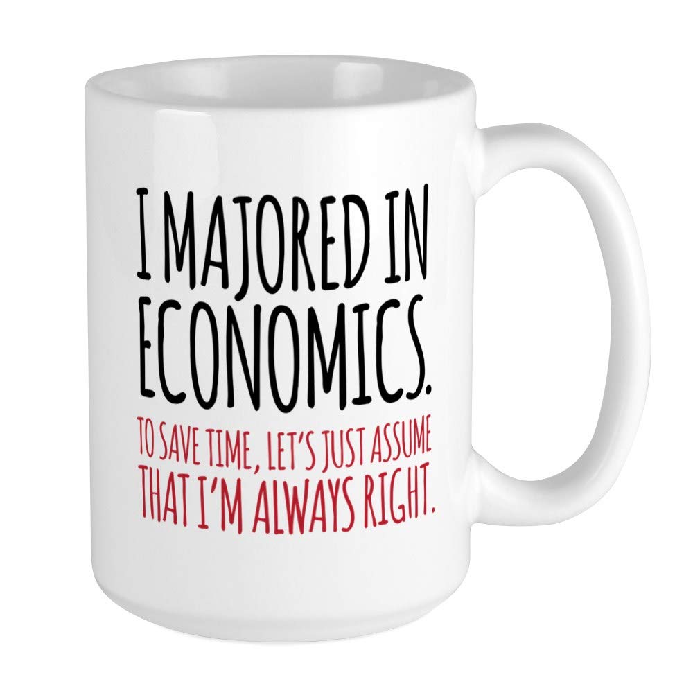 Majored In Economics 15 oz (444 ml) Ceramic Coffee Mug - Perfect Gift for Economics Students & Professors - Ideal for Coffee, Tea & Hot Drinks at Home, Office or School