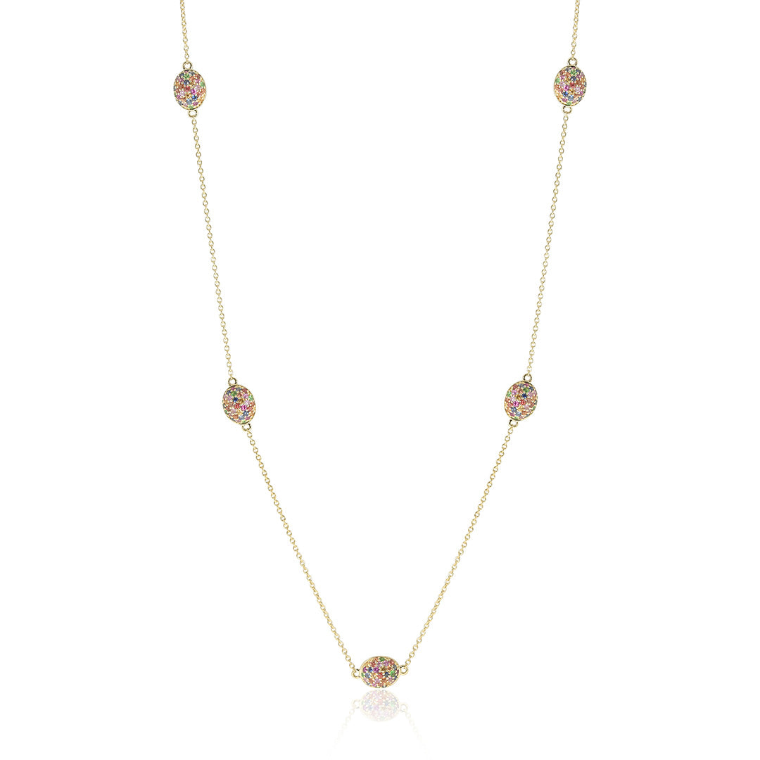 Multi Colored Gemstone Station Necklace - Elegant Layering Jewelry for Women, Perfect for Everyday Wear & Special Occasions