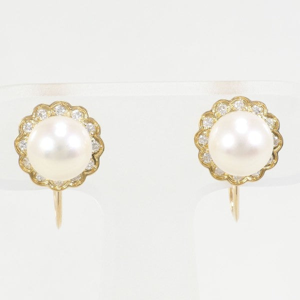 18K Yellow Gold Pearl and Diamond Stud Earrings for Women - Elegant Jewelry Gift for Weddings, Parties & Special Occasions