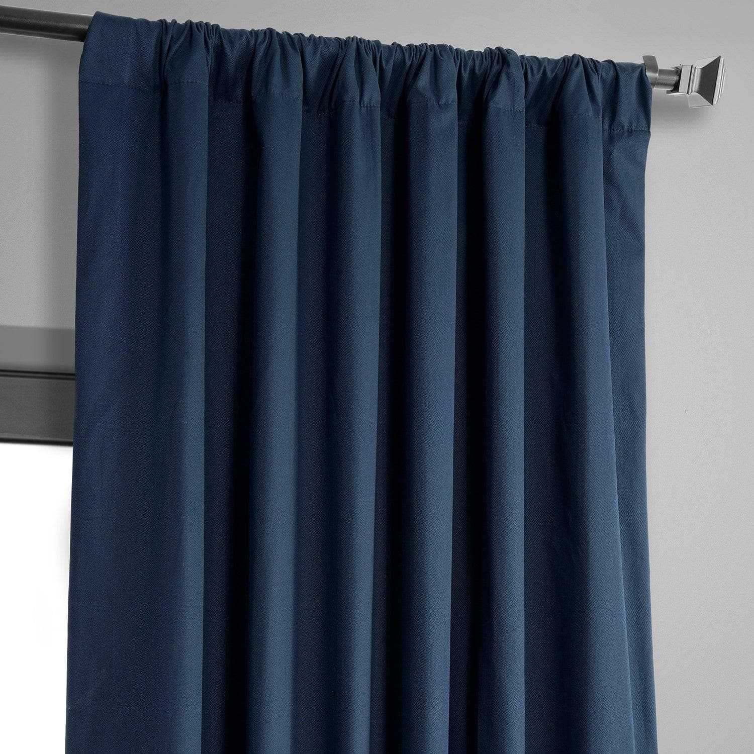 Premium Dark Blue Solid Cotton Blackout Curtains for Hotels & Home - Thermal Insulated Noise Reducing Window Drapes for Bedroom, Living Room & Office